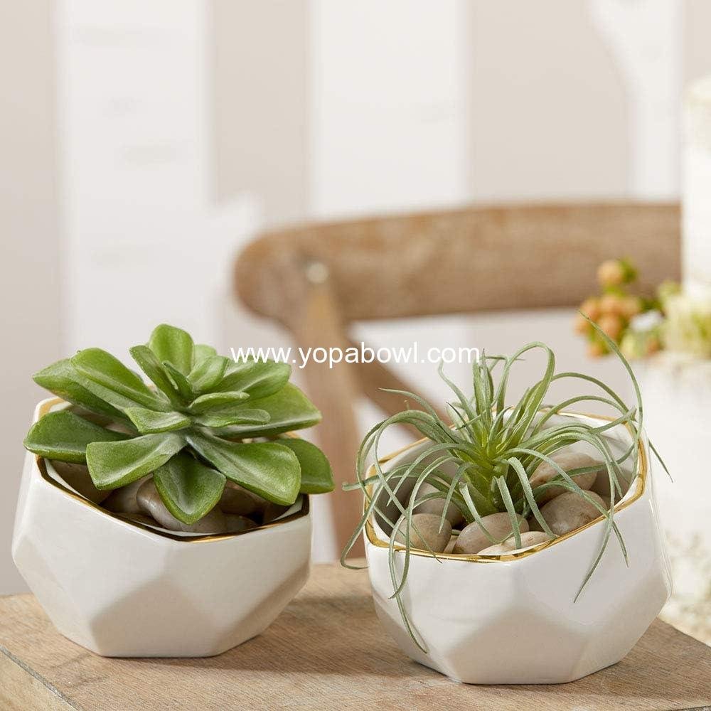 Wholesale Geometric Ceramic Planters Decorative Bowls, Small & Medium Set of 2, White Factory Wholesale Geometric Ceramic Planters Decorative Bowls, Small & Medium Set of 2, White Factory