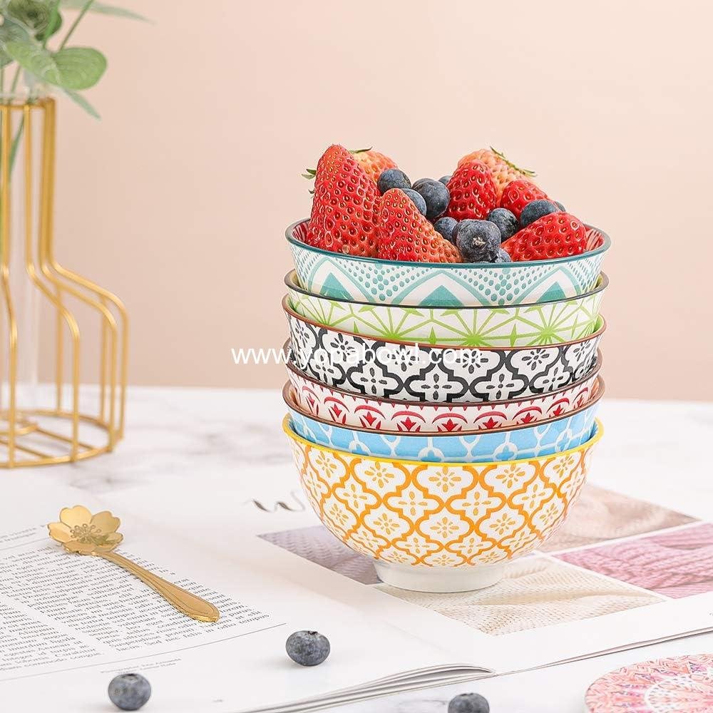 Wholesale Colorful Porcelain Dessert and Cereal Bowl Set of 6 - Small Bowls for Ice Cream, Soup, Rice, Snacks & Side Dishes - Microwave and Dishwasher Safe - Factory