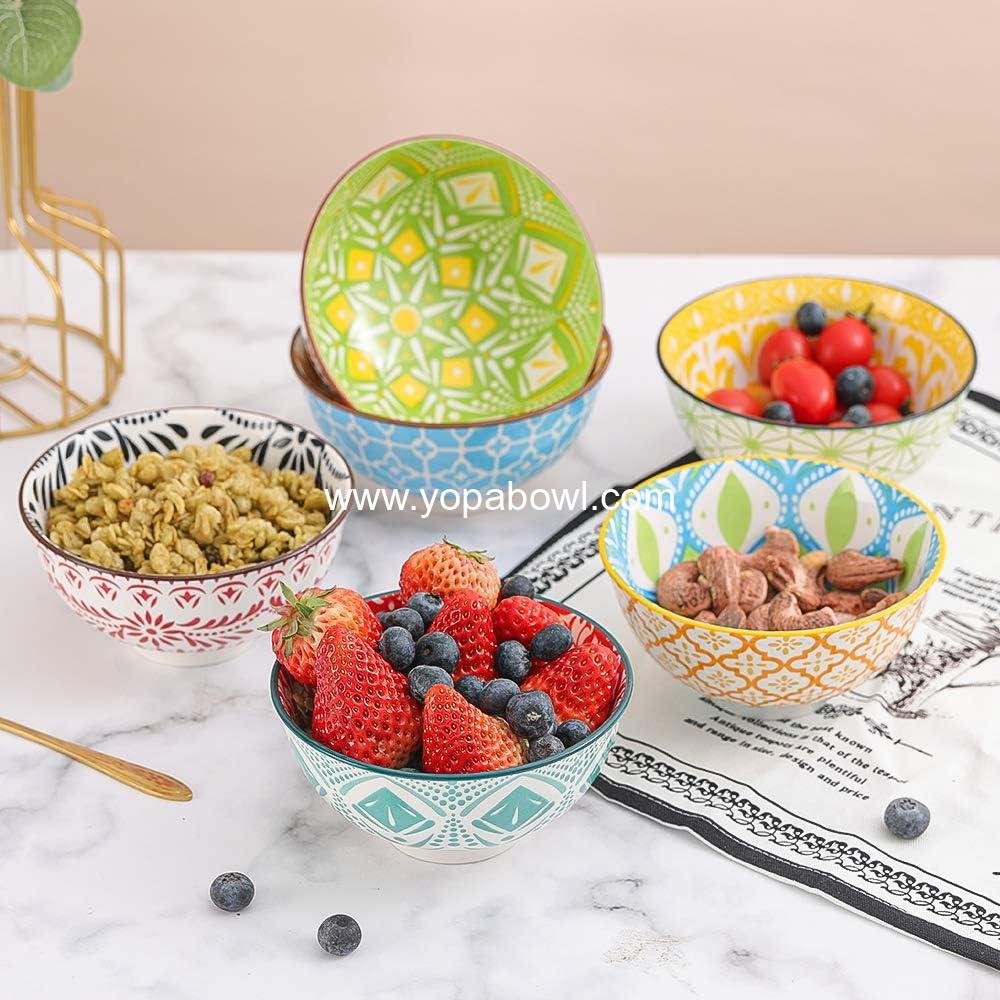 Wholesale Colorful Porcelain Dessert and Cereal Bowl Set of 6 - Small Bowls for Ice Cream, Soup, Rice, Snacks & Side Dishes - Microwave and Dishwasher Safe - Factory