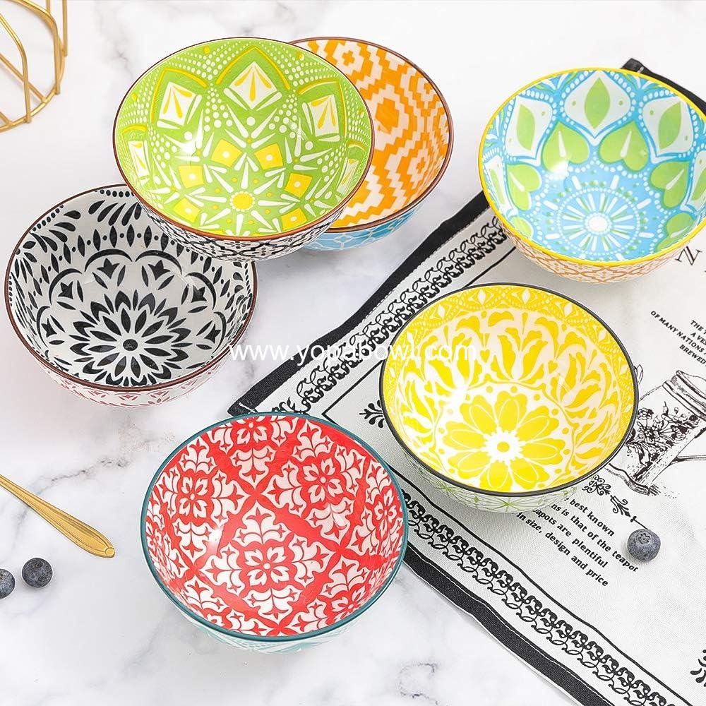 Wholesale Colorful Porcelain Dessert and Cereal Bowl Set of 6 - Small Bowls for Ice Cream, Soup, Rice, Snacks & Side Dishes - Microwave and Dishwasher Safe - Factory