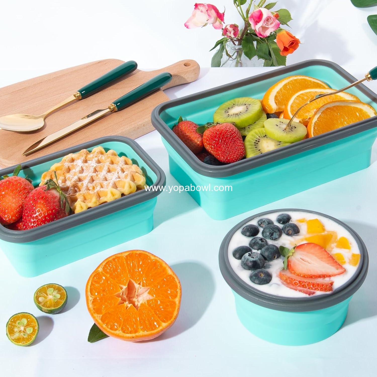 OEM 8 Pack Collapsible Food Storage Containers with Lids, Silicone Bowls for Camping and Travel (Mixed oz) - Factory