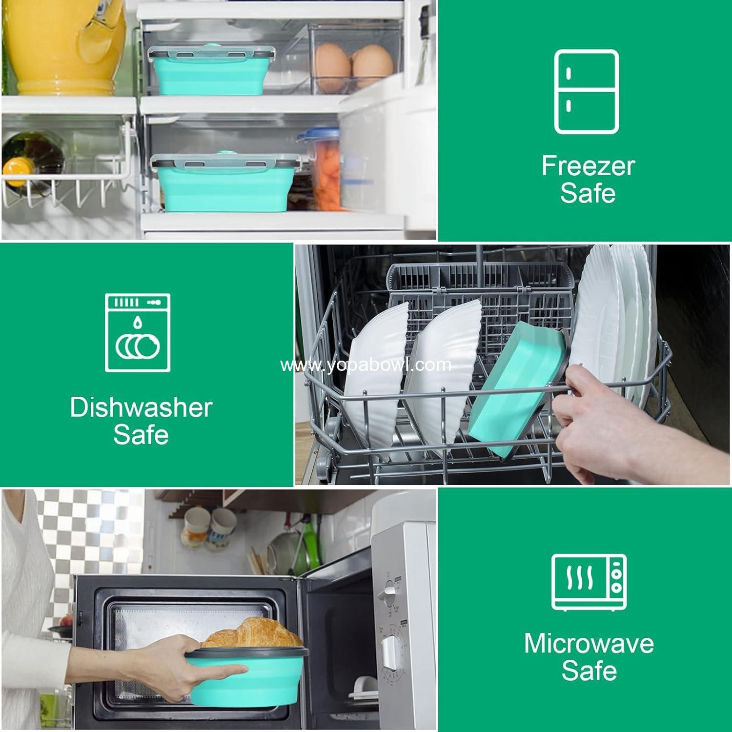 OEM 8 Pack Collapsible Food Storage Containers with Lids, Silicone Bowls for Camping and Travel (Mixed oz) - Factory