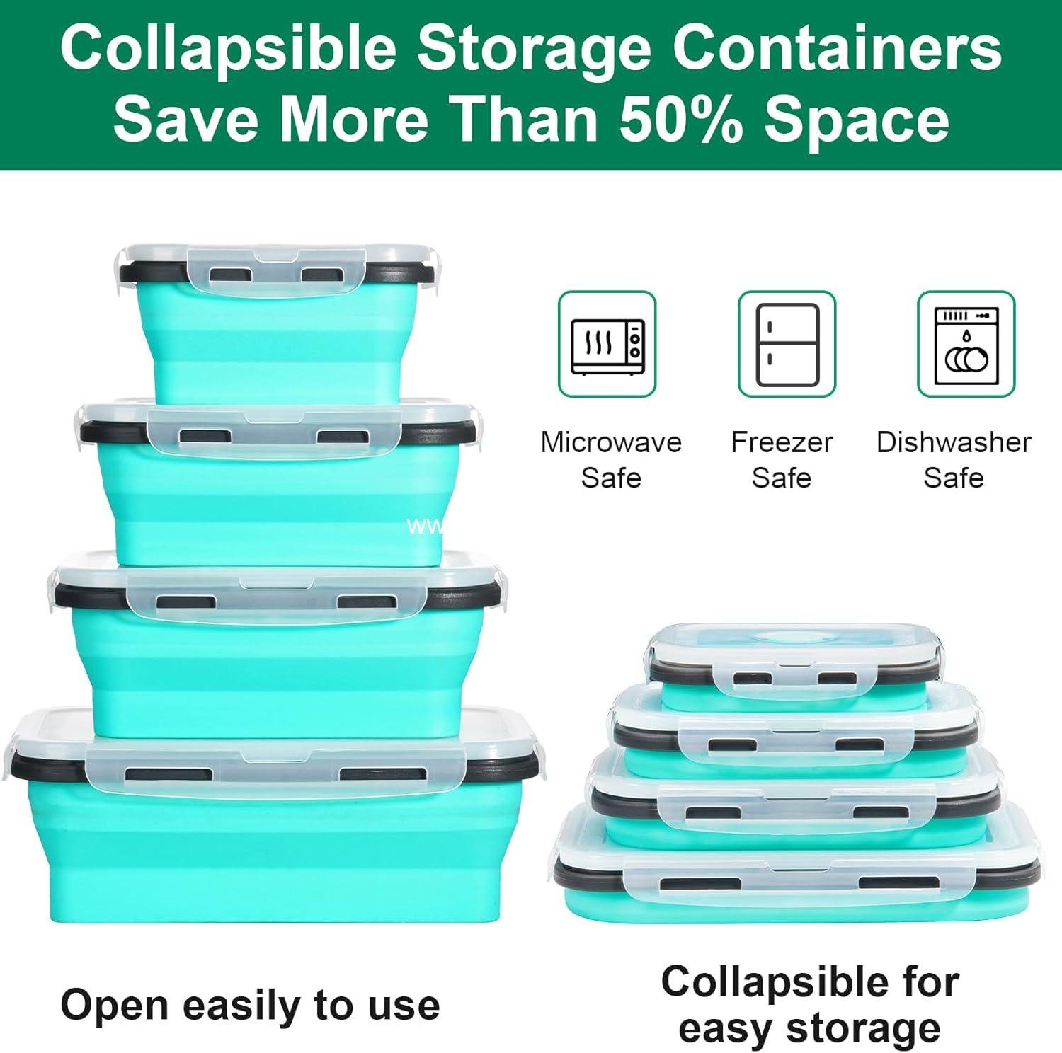 OEM 8 Pack Collapsible Food Storage Containers with Lids, Silicone Bowls for Camping and Travel (Mixed oz) - Factory