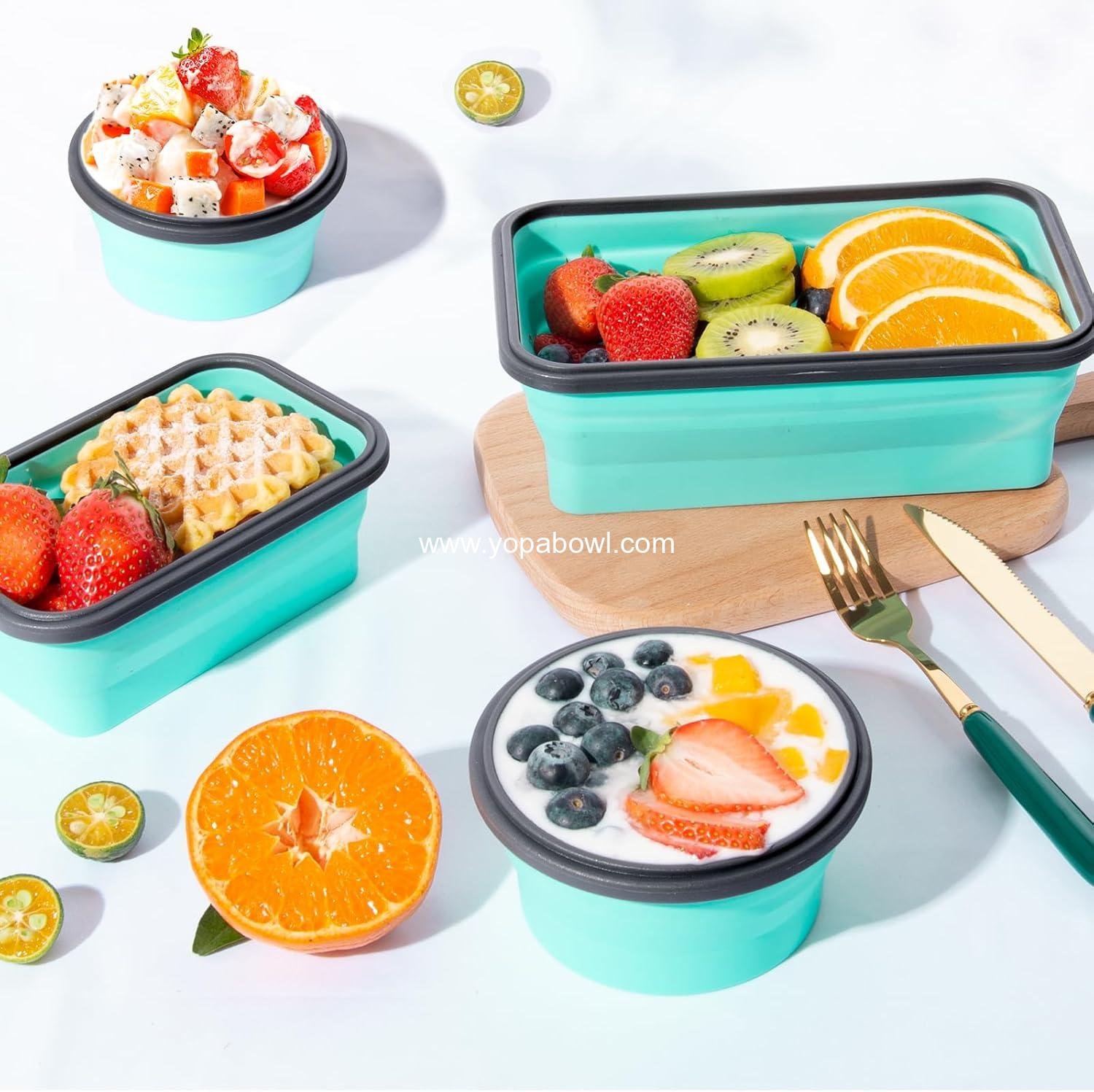 OEM 8 Pack Collapsible Food Storage Containers with Lids, Silicone Bowls for Camping and Travel (Mixed oz) - Factory