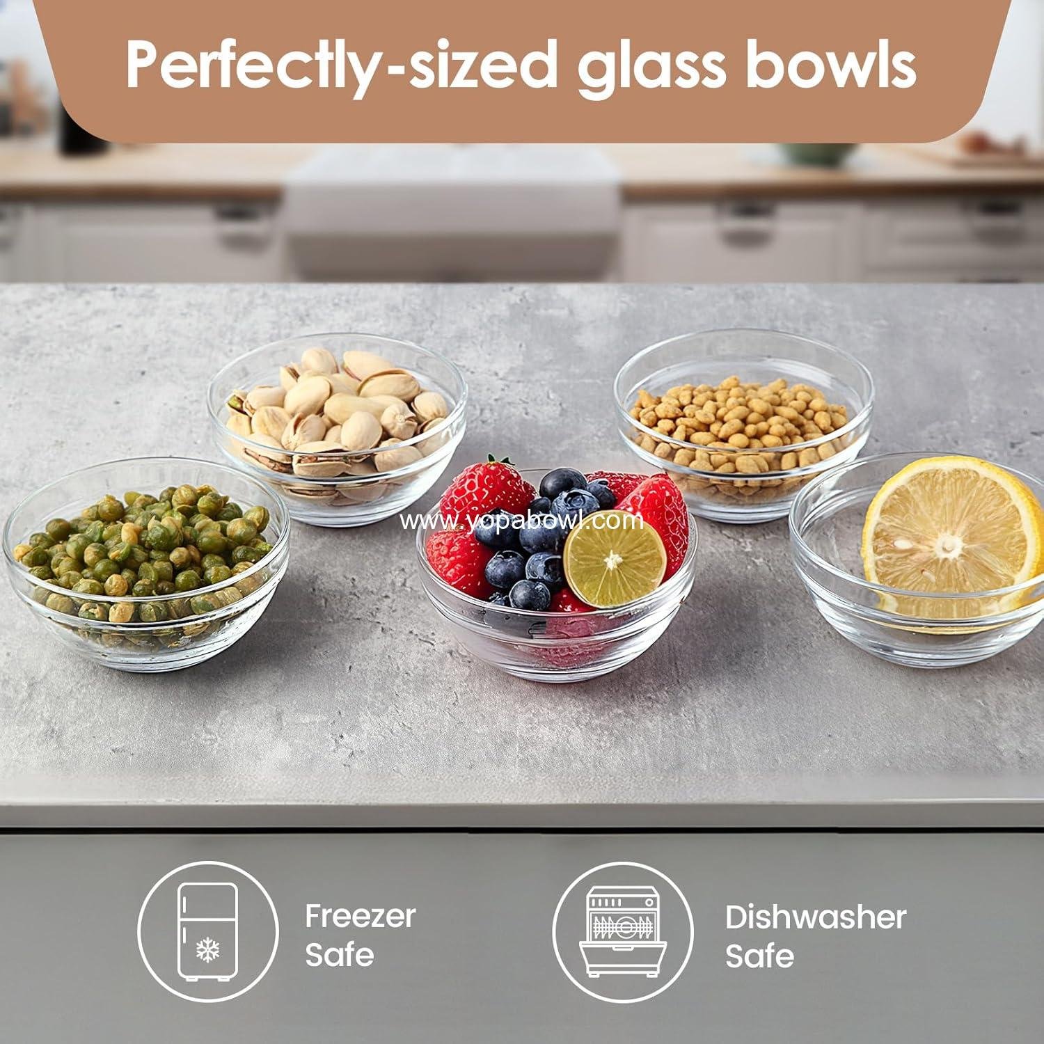 Wholesale 3.5in 4oz Small Glass Bowls, Mini Ramekins, Stackable Condiment Containers for Prep, Dips, Nuts, Snacks, Meal Prep, and Desserts Factory