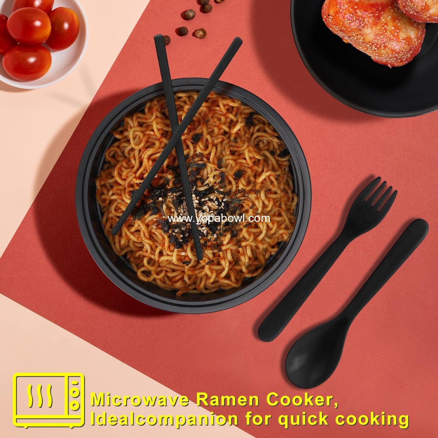 Wholesale Ramen Bowl Set 33 oz with Cooker, Bowls, Chopsticks, and Spoon - Microwave Pasta Cooker for College Dorm Essentials (Black) Factory Wholesale Ramen Bowl Set 33 oz with Cooker, Bowls, Chopsticks, and Spoon - Microwave Pasta Cooker for College Dorm Essentials (Black) Factory
