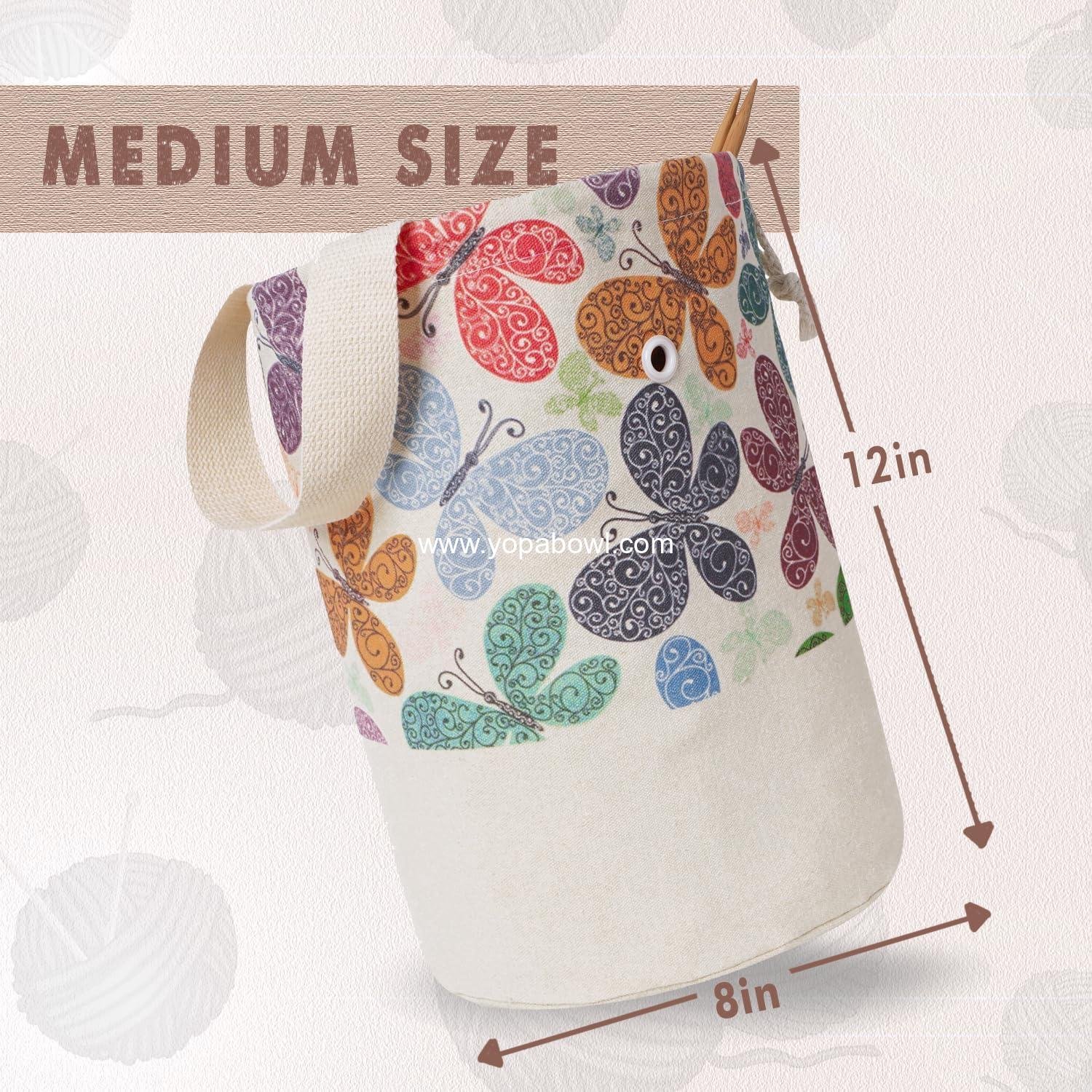 Wholesale Portable Yarn Bag for Knitting and Crochet Projects, Medium Butterfly Yarn Storage Organizer for Skein Ball and Short Needles - Manufacturer
