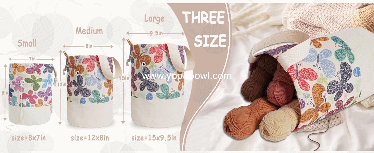 Wholesale Portable Yarn Bag for Knitting and Crochet Projects, Medium Butterfly Yarn Storage Organizer for Skein Ball and Short Needles - Manufacturer