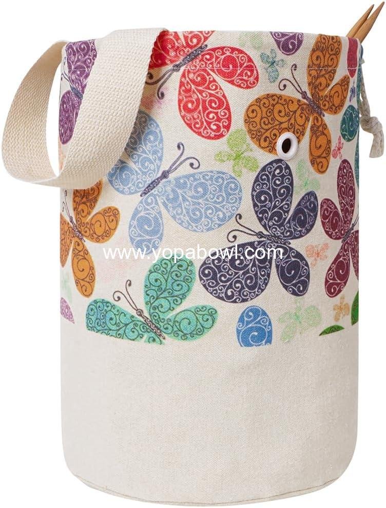 TOGETRUE Yarn Bag, Knitting Crochet Bag, Portable Yarn Storage Bags Organizer for Crocheting Project, Store Skein Ball, Short Knitting Needle (Medium, Butterfly)