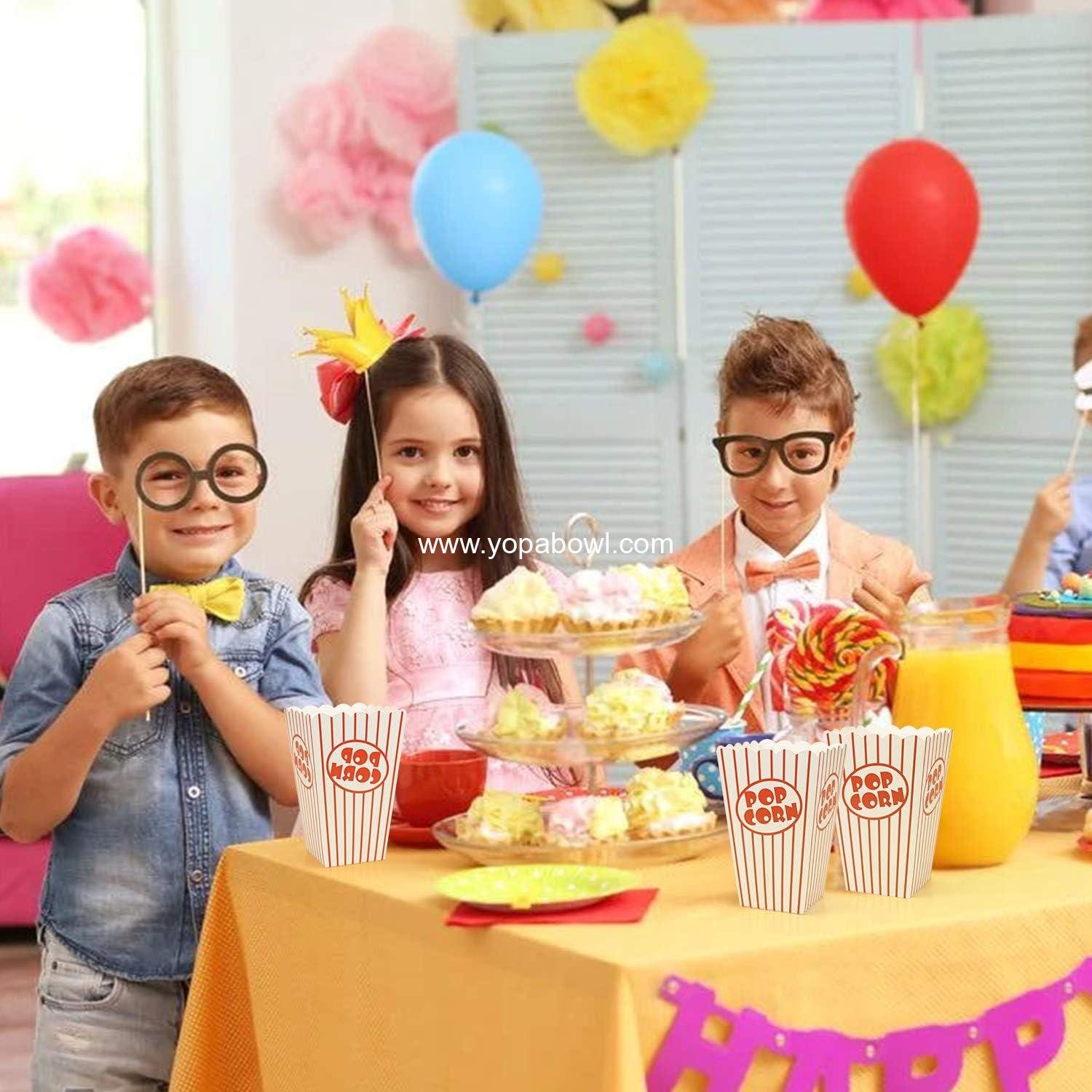 Wholesale 100 Pack Paper Open-Top Popcorn Box Striped Red and White Great for Movie Theater Party Factory