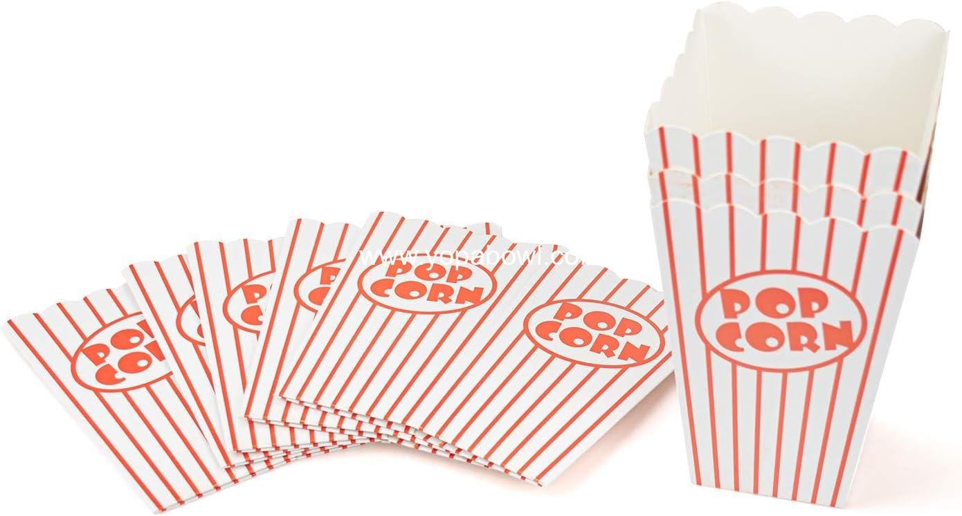 Wholesale 100 Pack Paper Open-Top Popcorn Box Striped Red and White Great for Movie Theater Party Factory
