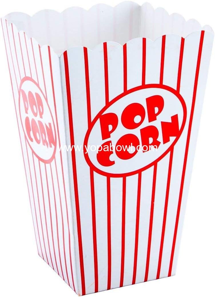 Wholesale 100 Pack Paper Open-Top Popcorn Box Striped Red and White Great for Movie Theater Party Factory
