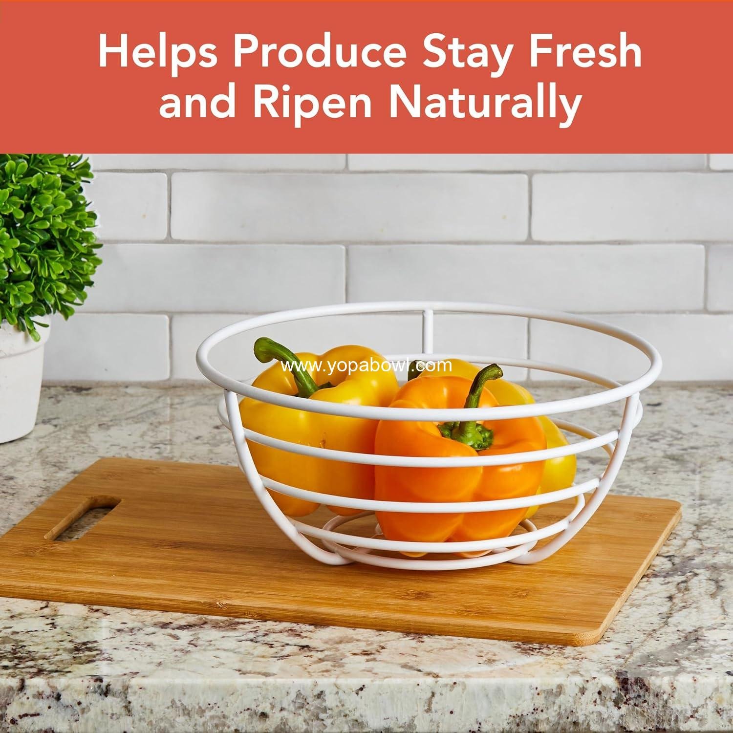 Wholesale Wire Fruit Bowl - Matte White Countertop Basket for Fruits, Vegetables, Breads, Pastries - Factory