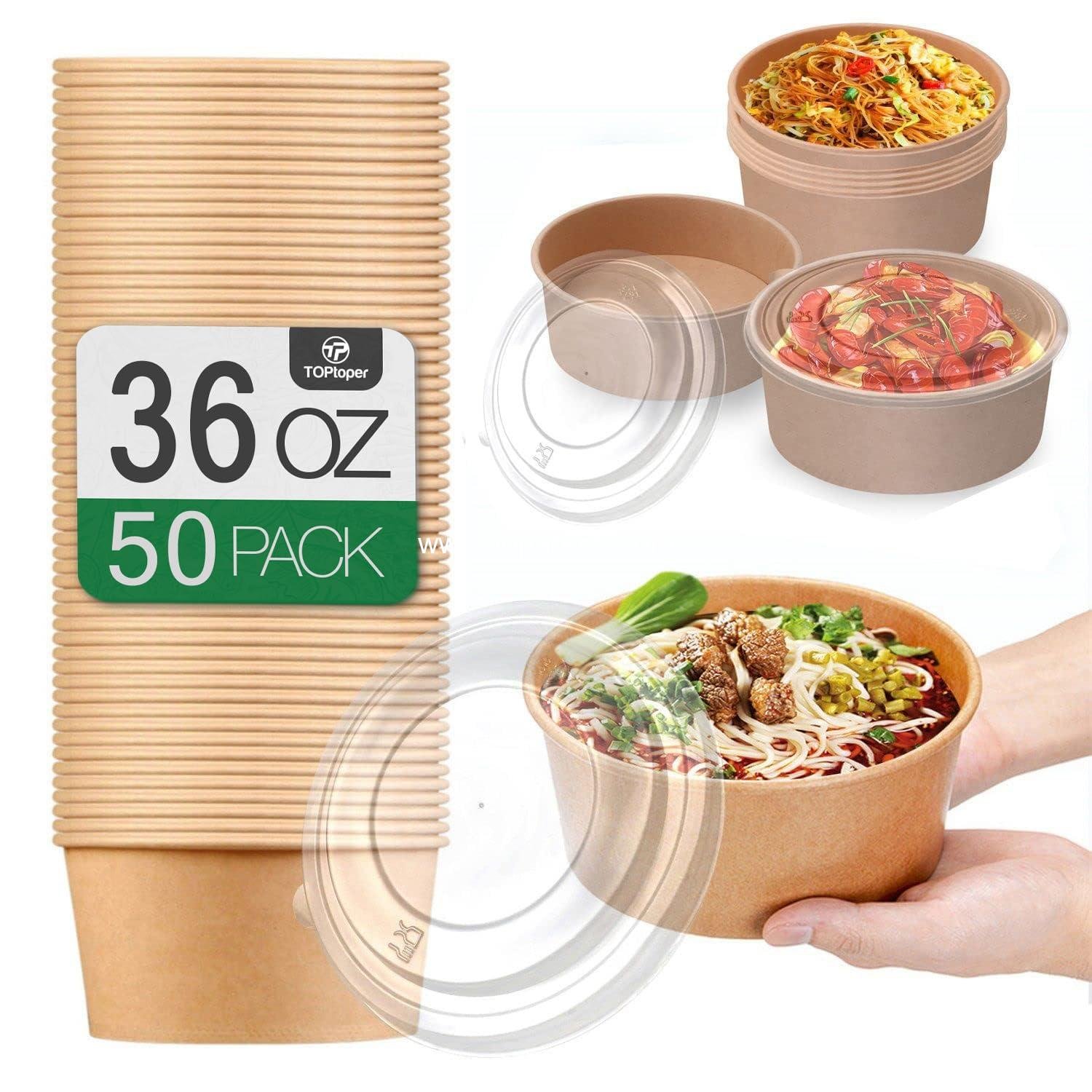 Wholesale 36Oz Large Paper Bowls with Lids, 50Pcs Disposable Soup Serving Bowls for Hot/Cold Food, Bulk Party Supplies - Factory