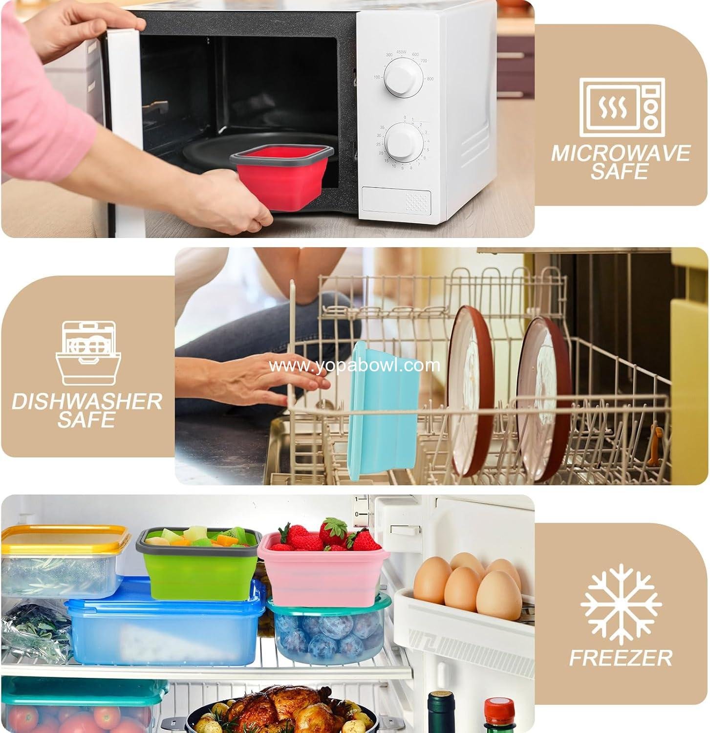 Wholesale 4 Pcs Collapsible Silicone Camping Bowls with Lids, 12 oz Expandable Food Storage Containers, Portable Folding for Salad Travel, Heat Resistant Factory