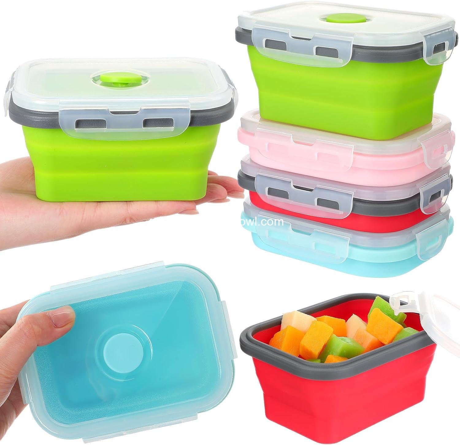 4 Pcs Camping Bowls with Lids Collapsible Silicon Travel Bowls 12 oz Expandable Food Storage Containers Sets Portable Folding for Salad Travel Heat Resistant