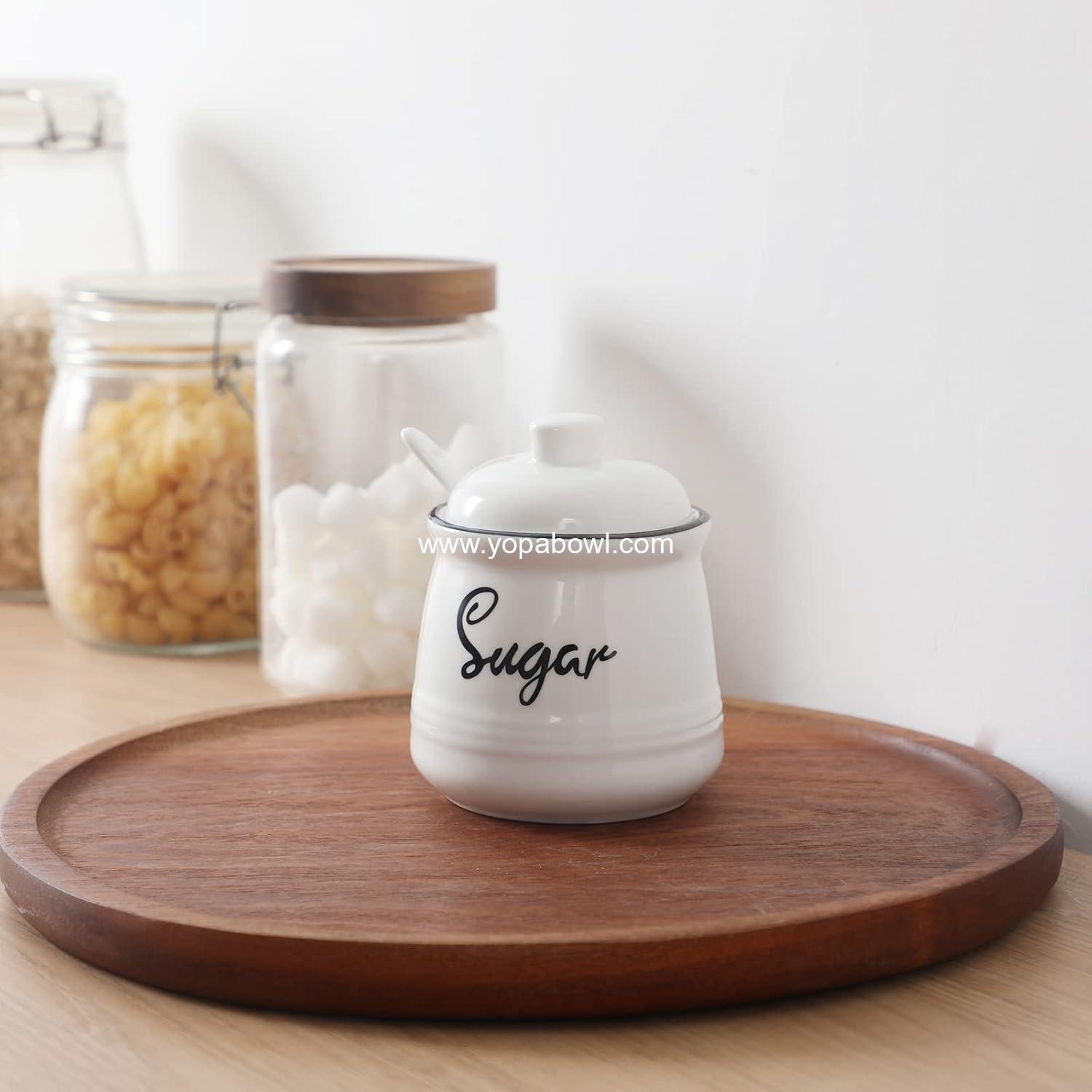 Wholesale Porcelain Sugar Bowl with Lid and Spoon, 12oz, Easy to Clean, White Factory Wholesale Porcelain Sugar Bowl with Lid and Spoon, 12oz, Easy to Clean, White Factory