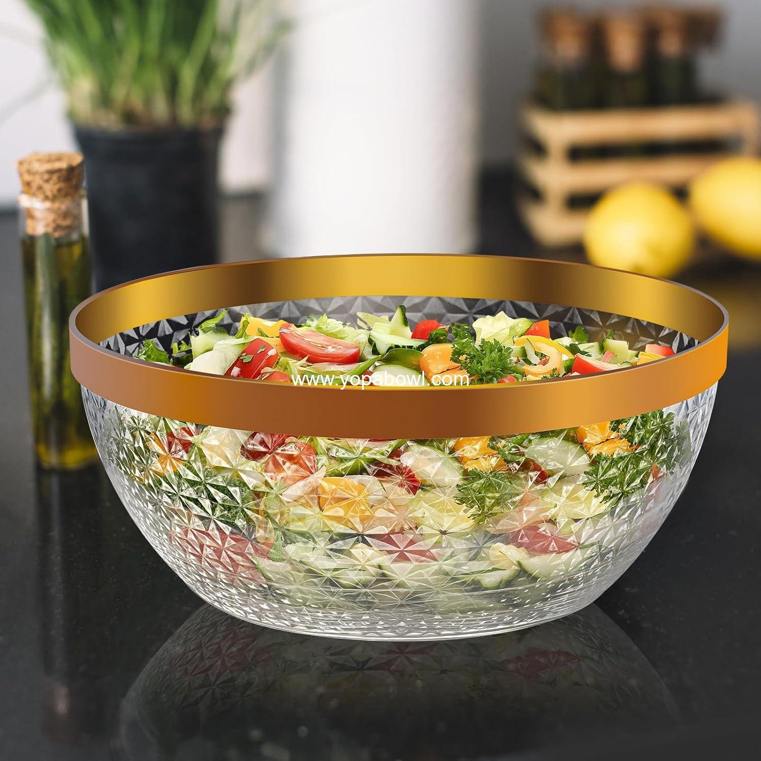 Wholesale Plastic Punch Bowl Set with Ladle and Tong, 1.4 Gallon Gold Trim Clear Beverage Serving Bowl for Cocktails, Salads, and Snacks, Easy to Clean Manufacturer