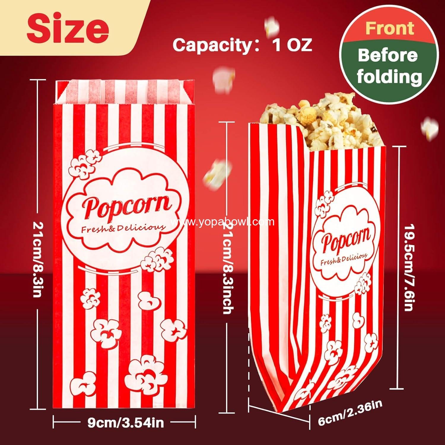 Wholesale 100 Disposable Paper Popcorn Bags - Individual Servings for Parties, Carnivals, Halloween, and Christmas Gift Favors - Movie Night Supplies - Factory