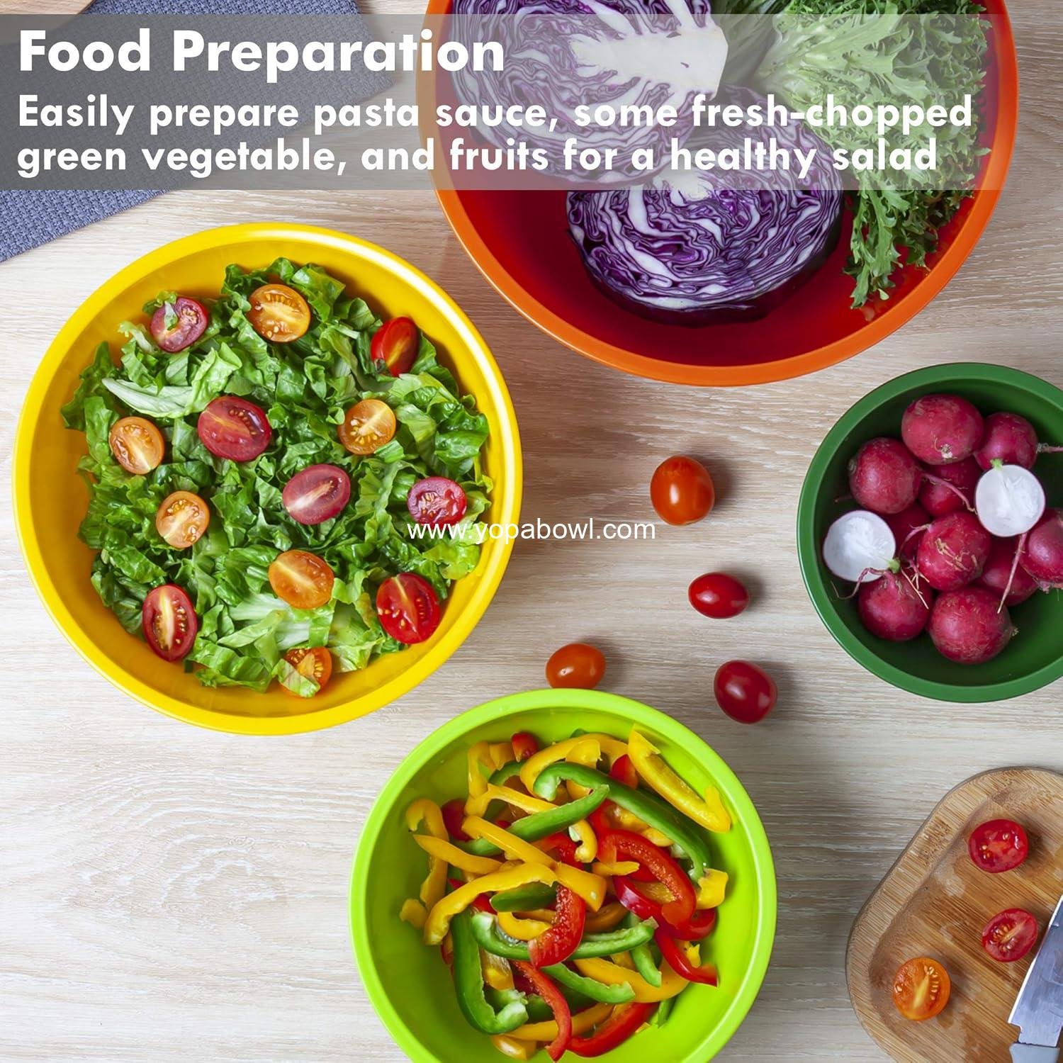 Wholesale 6 Piece Colorful Plastic Mixing Bowls Set for Kitchen, Ideal for Baking, Prepping, and Cooking, Nesting Design for Space Saving Storage, Rainbow Factory