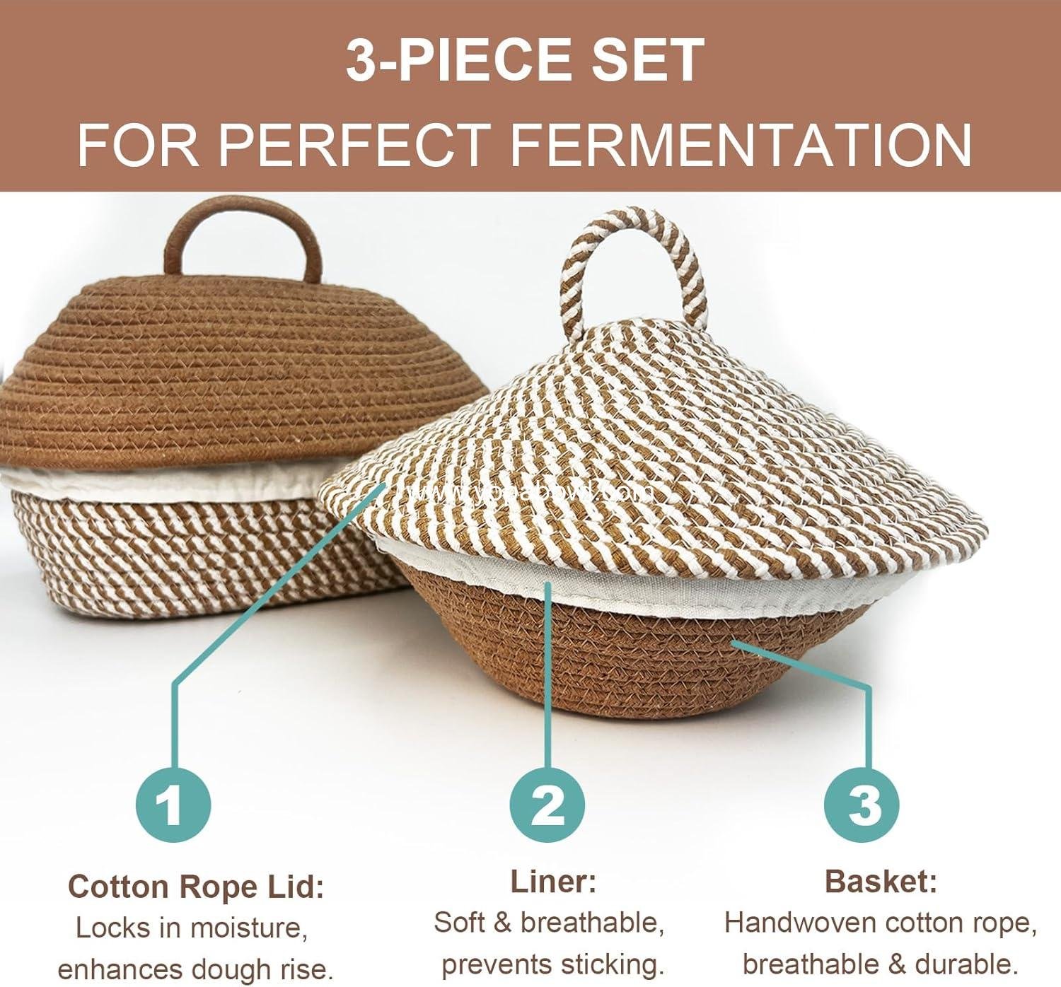 Wholesale Oval Sourdough Banneton Proofing Basket, Cotton Rope Bread Bowl Kit with Lid, Lame, and Scraper for Baking Artisan Bread - Factory