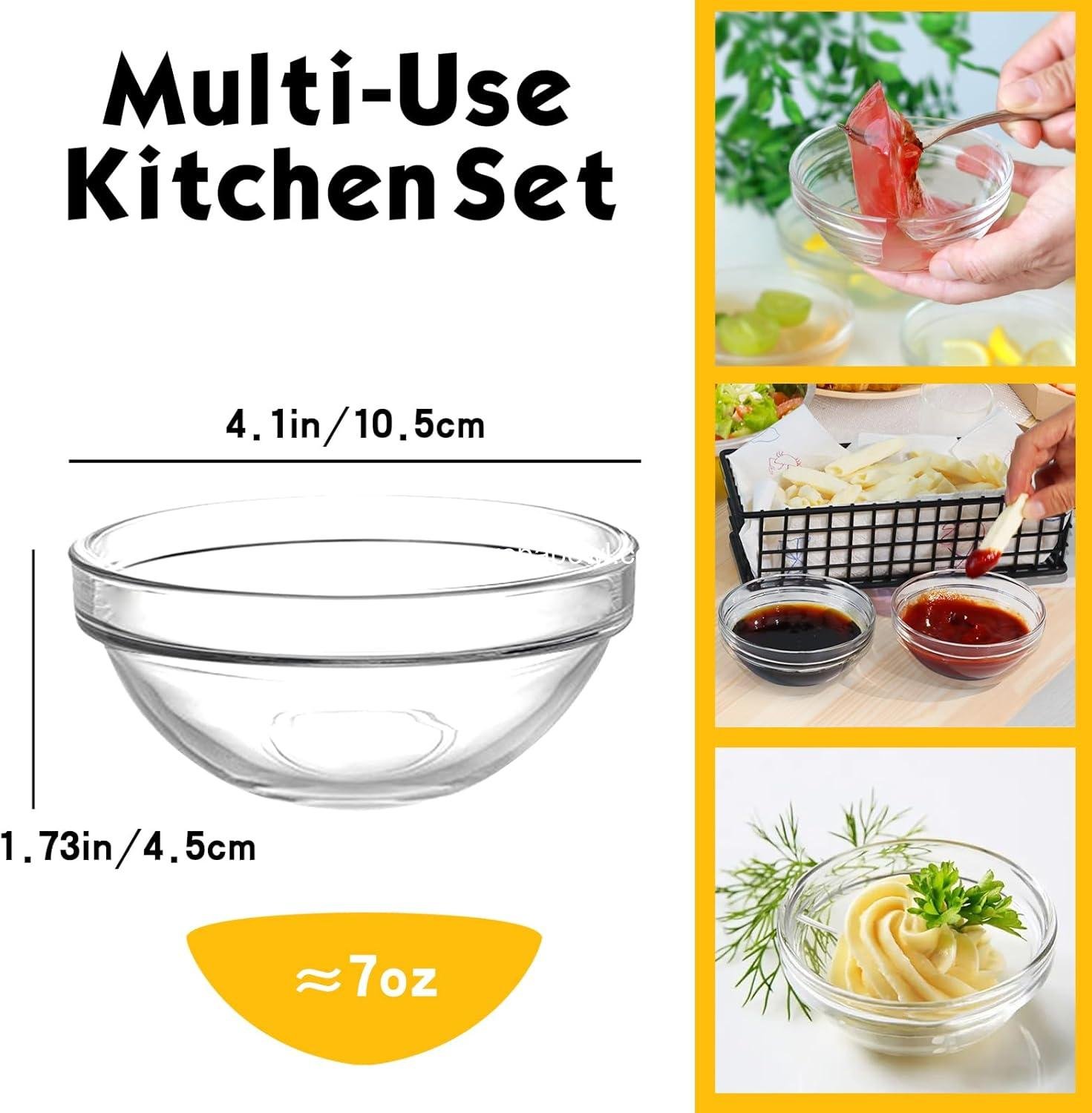 Wholesale 18 Pack 4 Inch (7oz) Glass Prep Pinch Bowls, Mini Clear Serving Bowls Set for Kitchen Prep, Dips, Cooking Toppings, Condiments - Factory