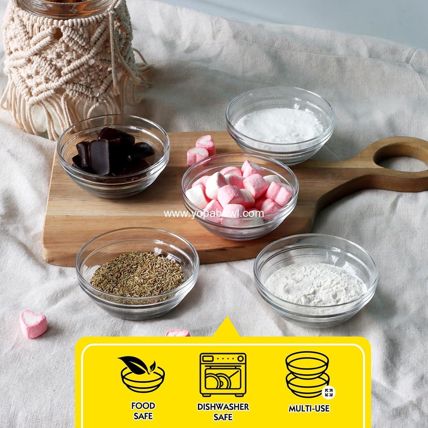 Wholesale 18 Pack 4 Inch (7oz) Glass Prep Pinch Bowls, Mini Clear Serving Bowls Set for Kitchen Prep, Dips, Cooking Toppings, Condiments - Factory