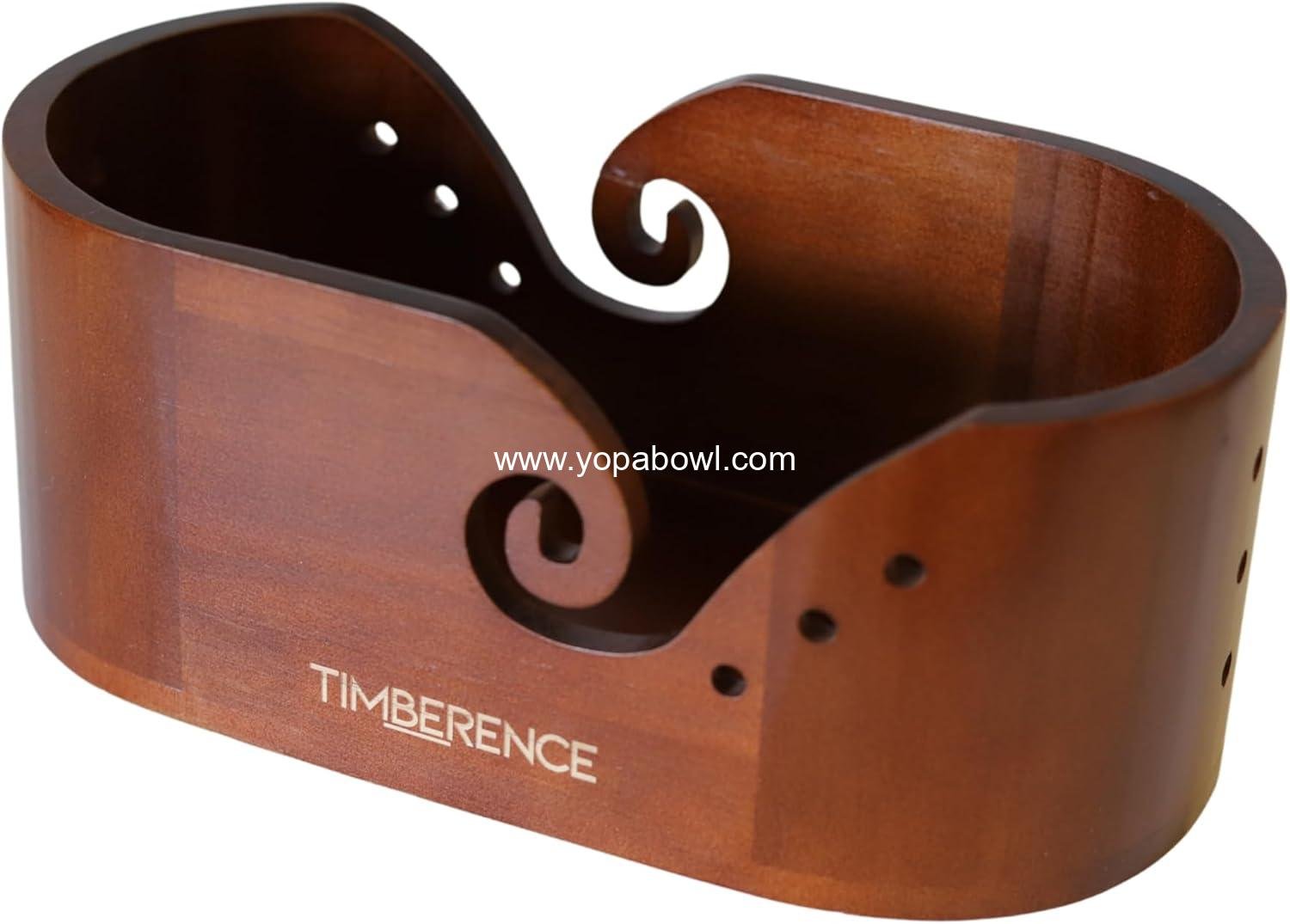 Wholesale Oval Wooden Yarn Bowl – Premium Smooth Finish with Swirl Feed and Hook Holes – Anti-Slip Knitting and Crochet Yarn Holder Factory