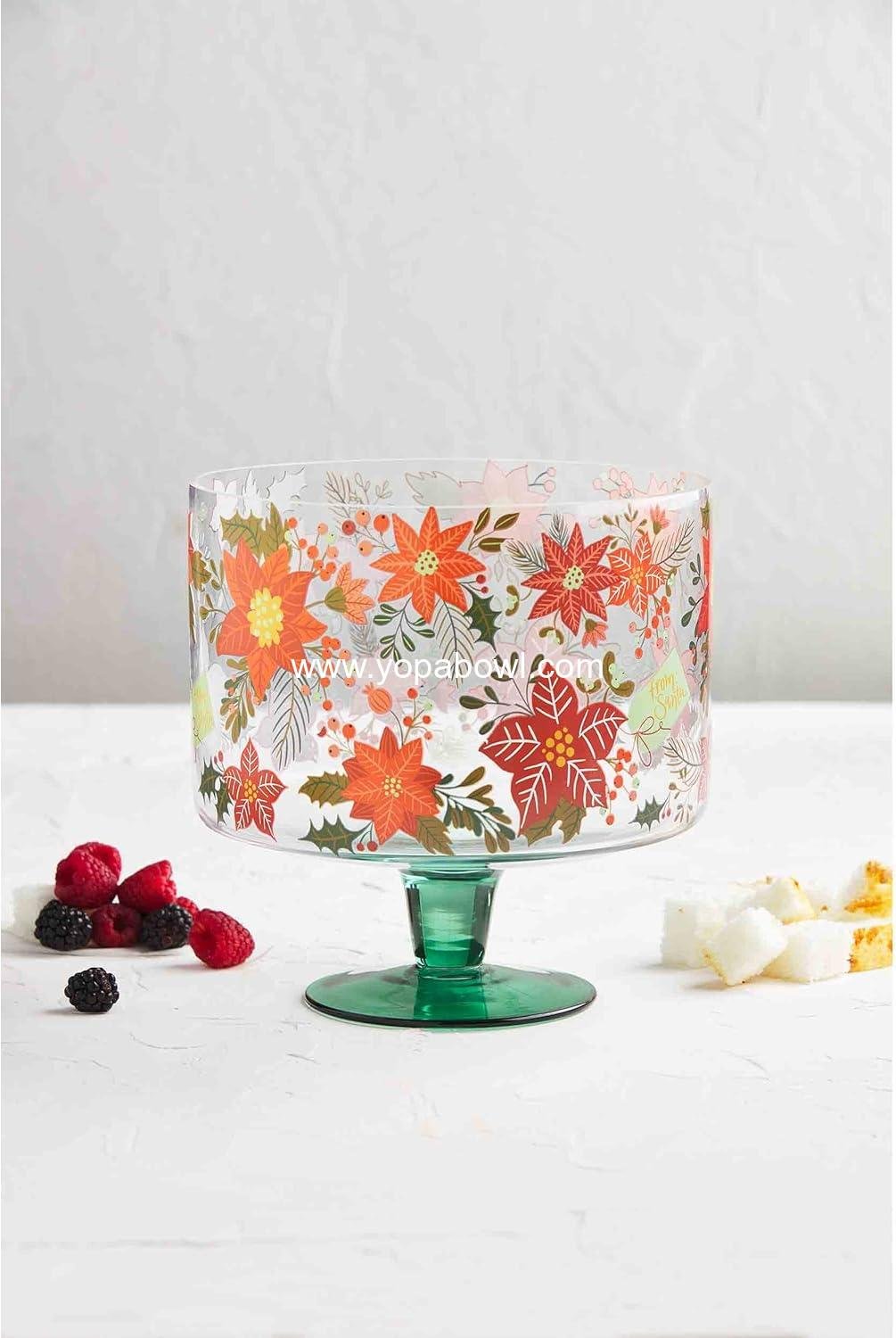 Wholesale Poinsettia Glass Trifle Bowl - 8.25