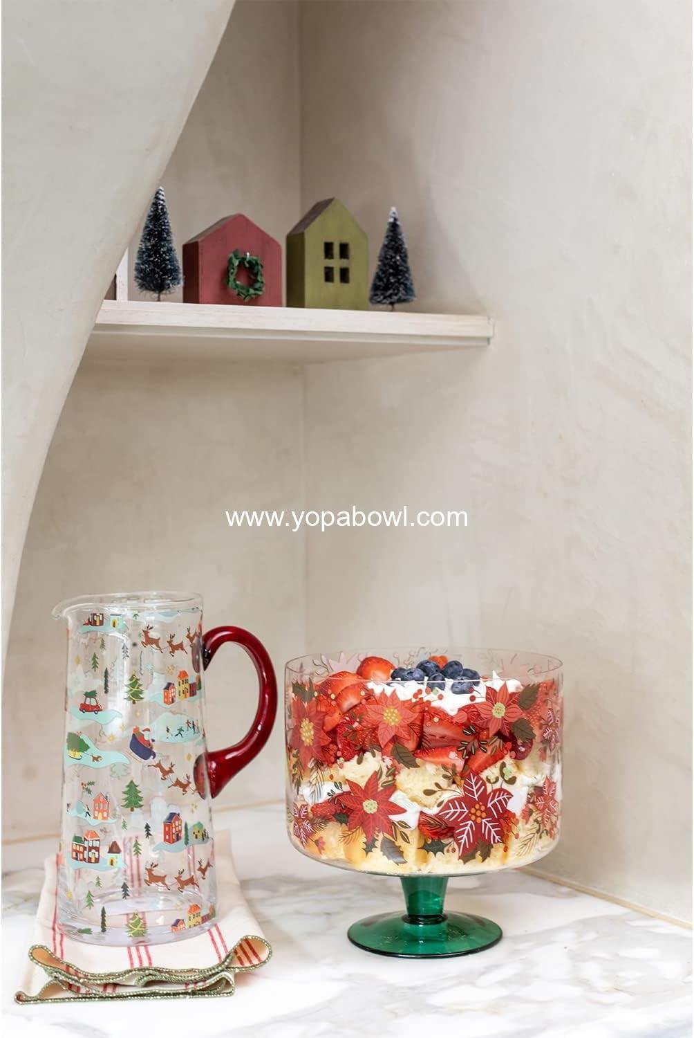 Wholesale Poinsettia Glass Trifle Bowl - 8.25