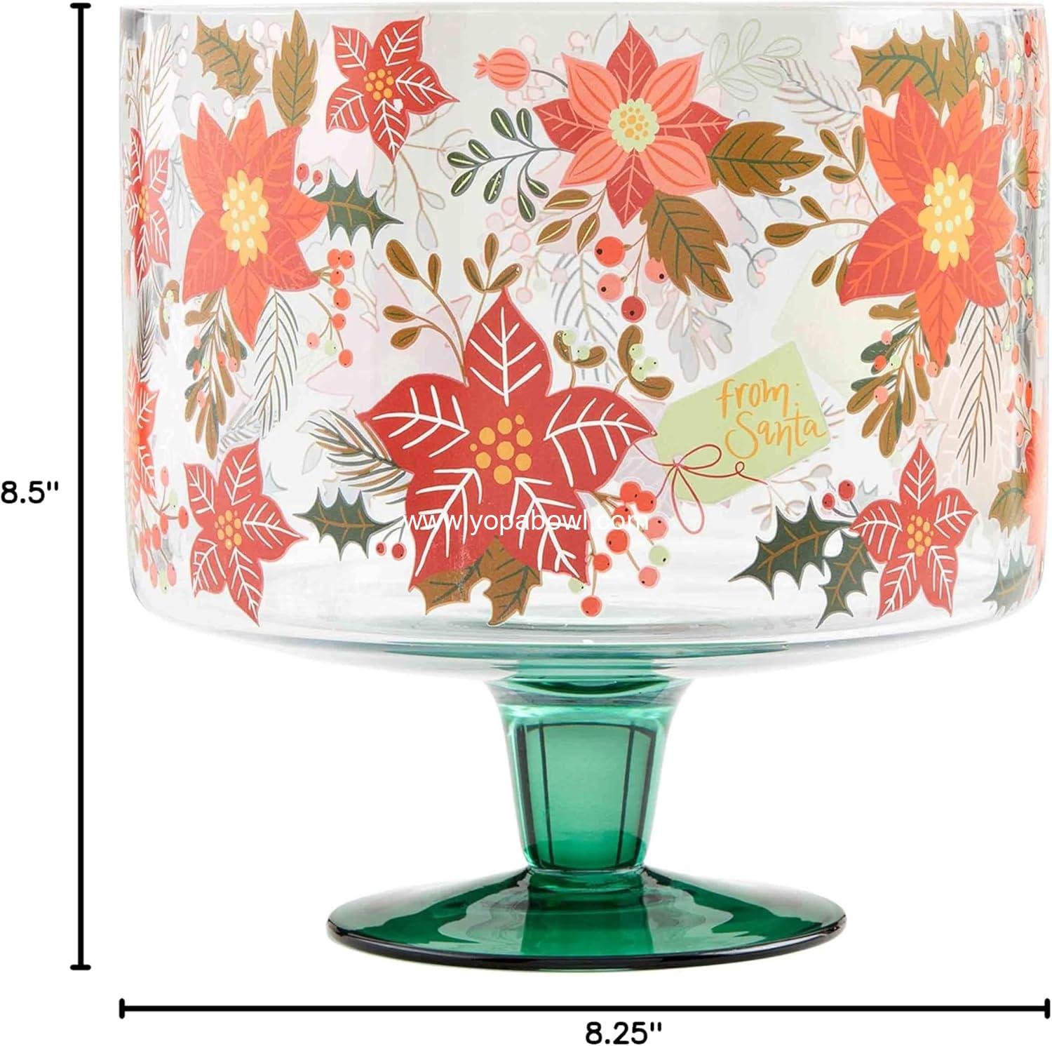Wholesale Poinsettia Glass Trifle Bowl - 8.25