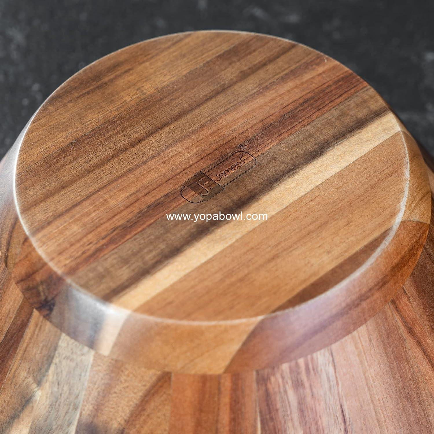 Wholesale 12'' Acacia Wood Salad Bowl Set, Large Serving Bowl with Utensils - Factory Wholesale 12'' Acacia Wood Salad Bowl Set, Large Serving Bowl with Utensils - Factory