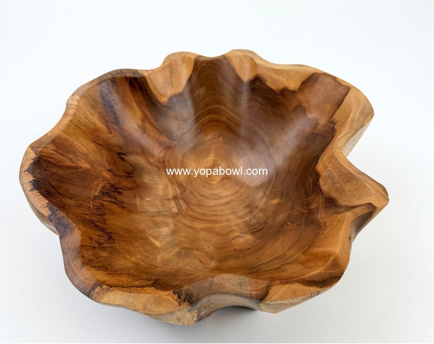 Wholesale Live Edge Decorative Teak Wood Bowl - Large - Factory