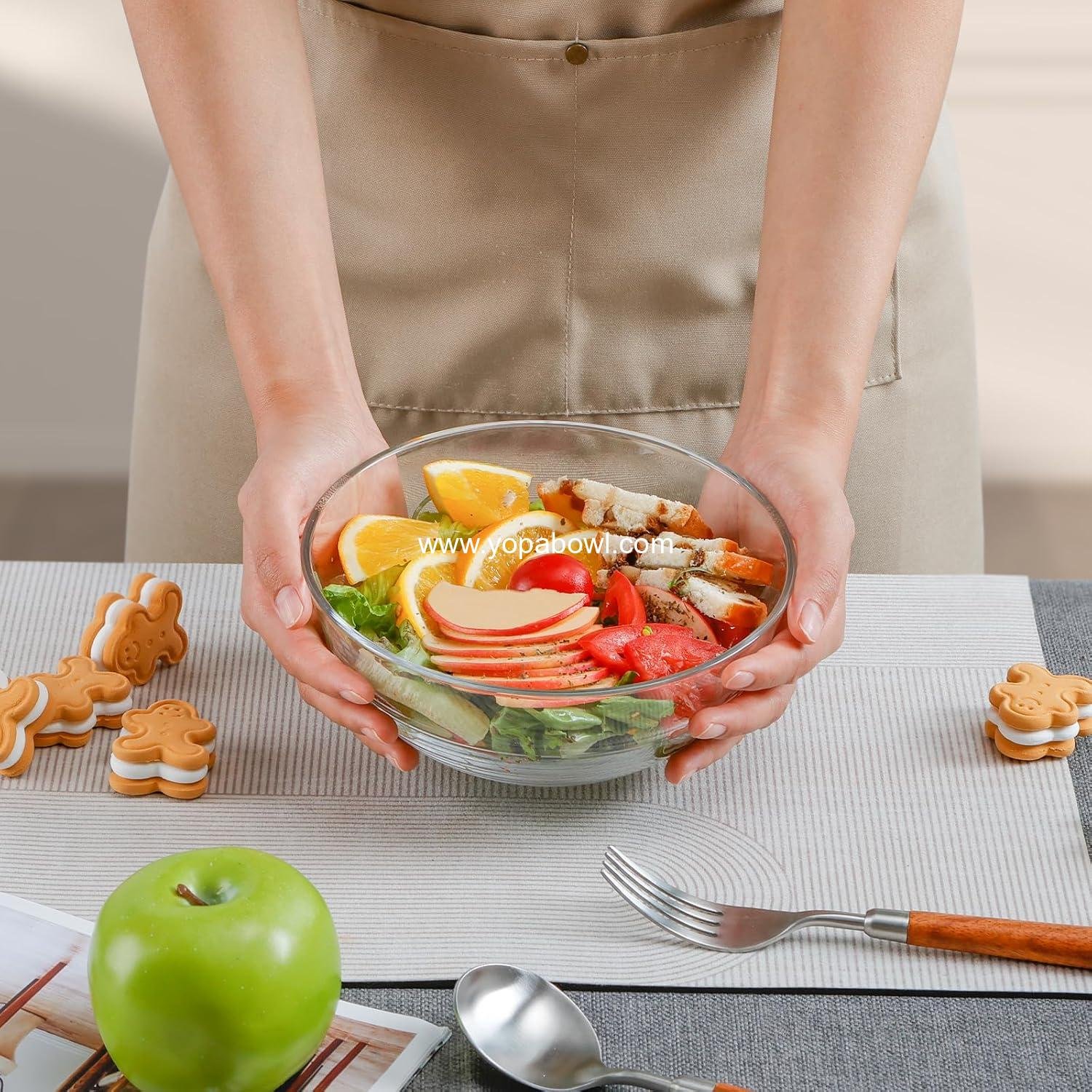 Wholesale 3 Pack Clear Glass Soup Bowls, 8-Inch Tempered Serving Bowls, Microwave and Oven Safe Factory