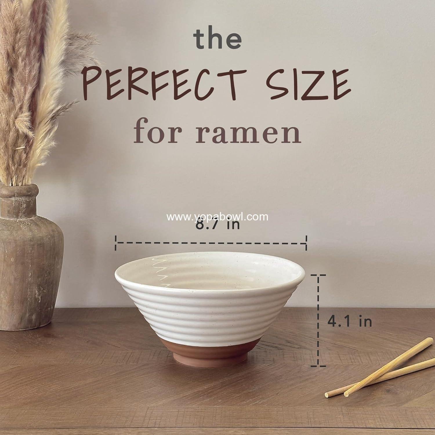 OEM Ceramic Ramen Bowl Set of 2, 45oz - Perfect for Pho, Miso Udon, Instant Noodles, and Asian Cuisine - Microwave Safe Large Noodle Bowls, Modern Kitchen - Vanilla White Factory