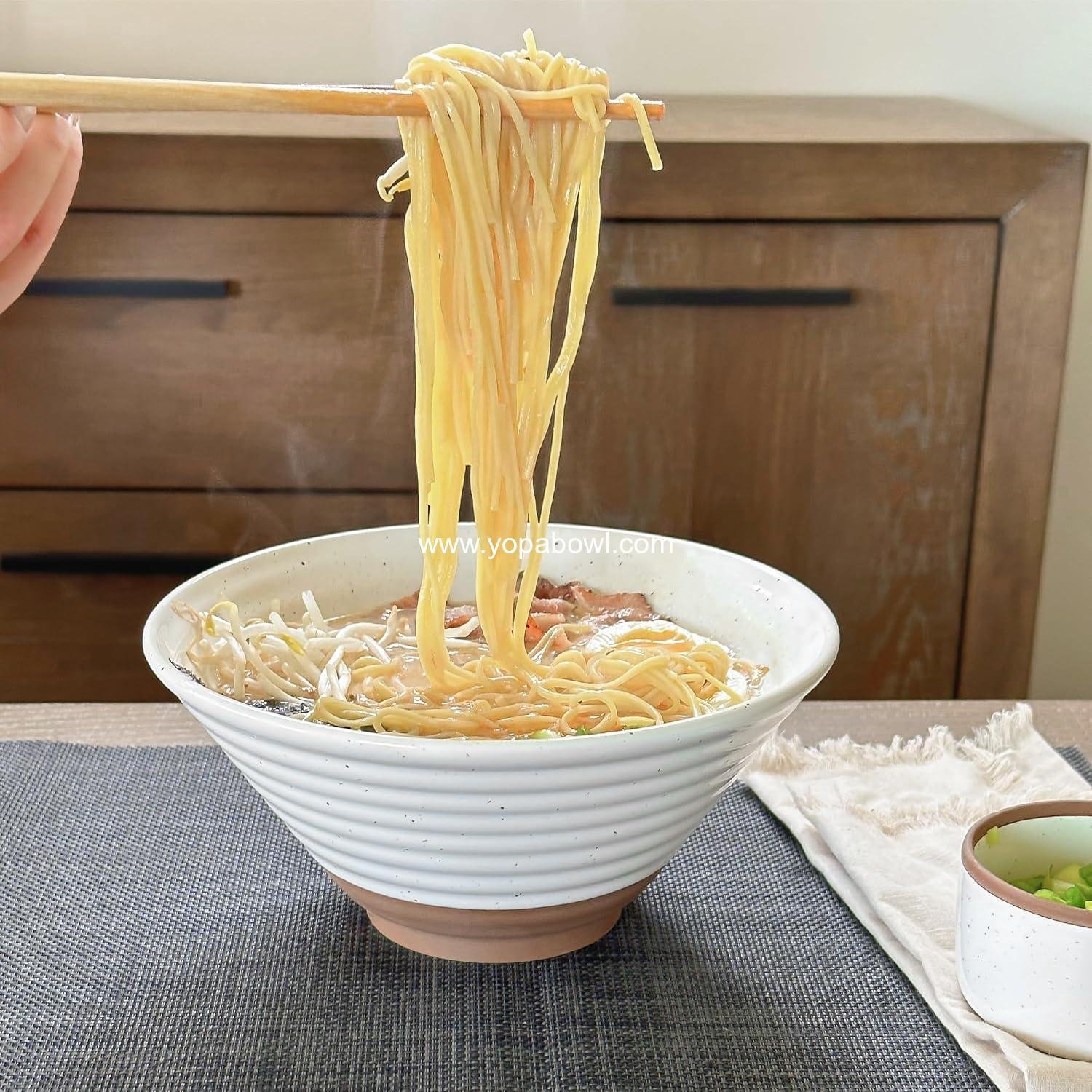 OEM Ceramic Ramen Bowl Set of 2, 45oz - Perfect for Pho, Miso Udon, Instant Noodles, and Asian Cuisine - Microwave Safe Large Noodle Bowls, Modern Kitchen - Vanilla White Factory