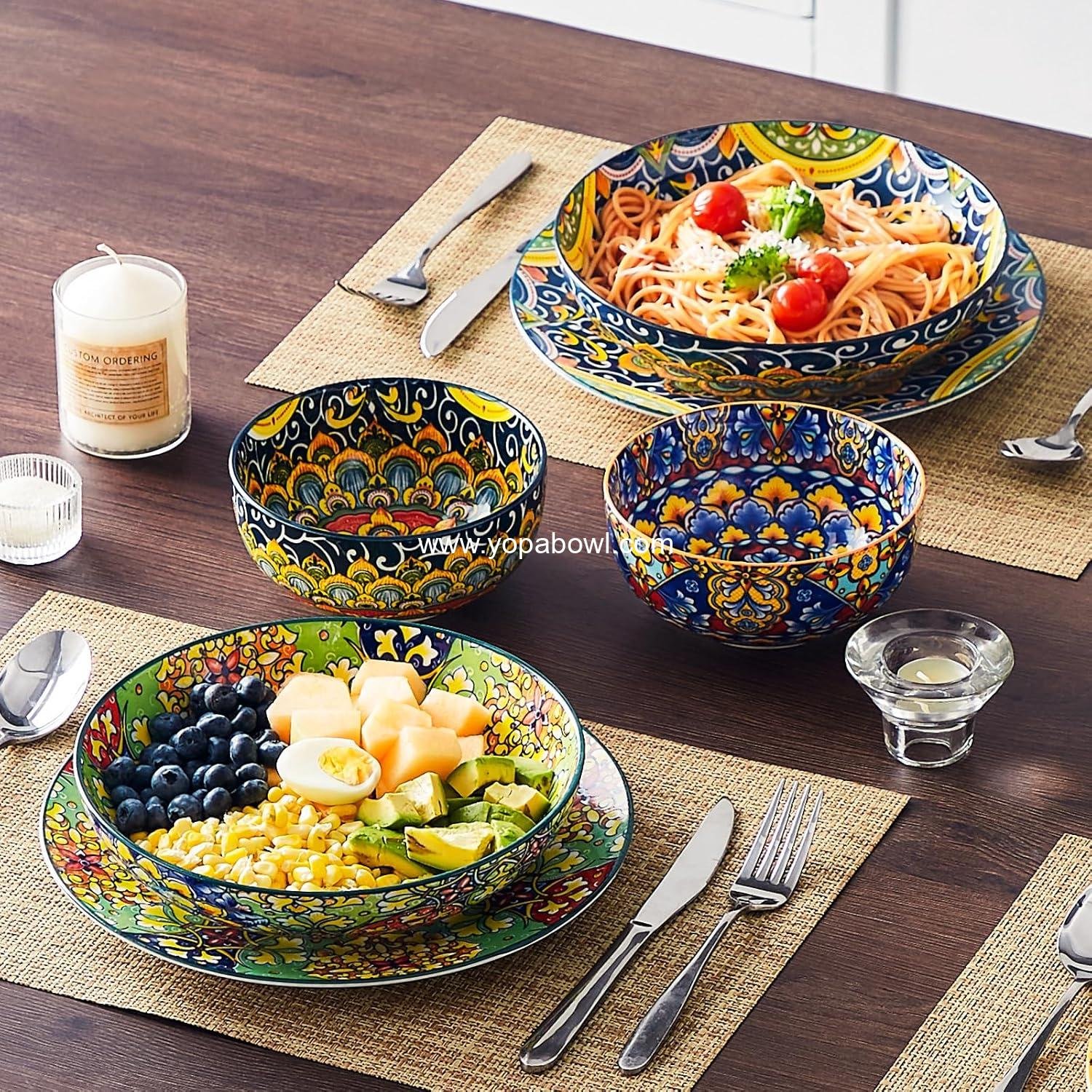 Wholesale 42 oz Ceramic Pasta Bowls, Set of 4 Colorful Large Serving Bowls, Dishwasher & Microwave Safe Soup Bowls, Pasta Plates Factory