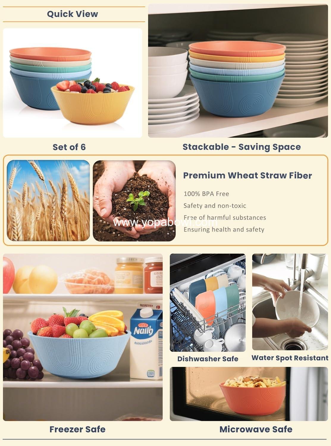 Wholesale Unbreakable Cereal Bowls - 36oz Wheat Straw Textured Plastic Bowls, Microwave and Dishwasher Safe, Ideal for Soup, Popcorn, Ramen, Salad, Multi-Color, 6 PCS - Factory Wholesale Unbreakable Cereal Bowls - 36oz Wheat Straw Textured Plastic Bowls, Microwave and Dishwasher Safe, Ideal for Soup, Popcorn, Ramen, Salad, Multi-Color, 6 PCS - Factory