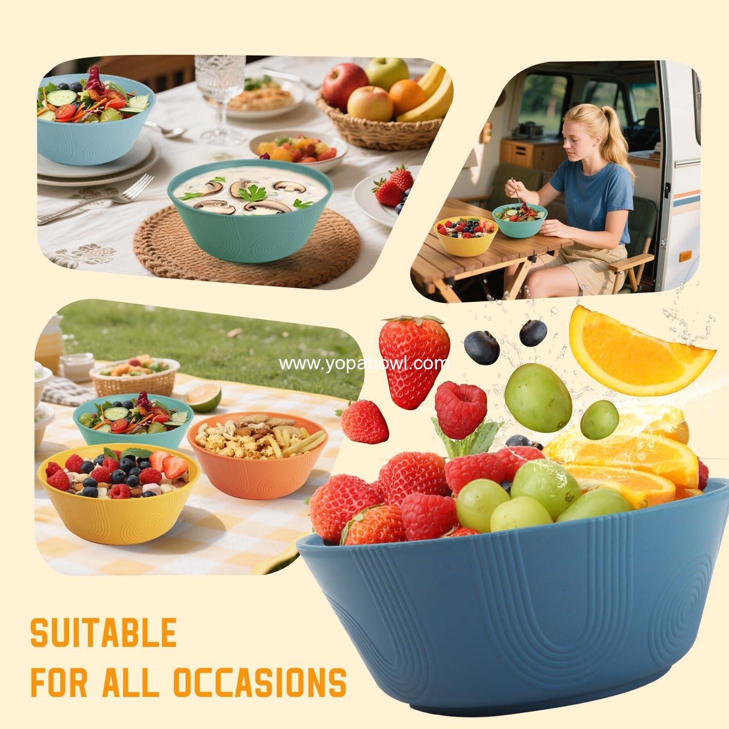 Wholesale Unbreakable Cereal Bowls - 36oz Wheat Straw Textured Plastic Bowls, Microwave and Dishwasher Safe, Ideal for Soup, Popcorn, Ramen, Salad, Multi-Color, 6 PCS - Factory Wholesale Unbreakable Cereal Bowls - 36oz Wheat Straw Textured Plastic Bowls, Microwave and Dishwasher Safe, Ideal for Soup, Popcorn, Ramen, Salad, Multi-Color, 6 PCS - Factory