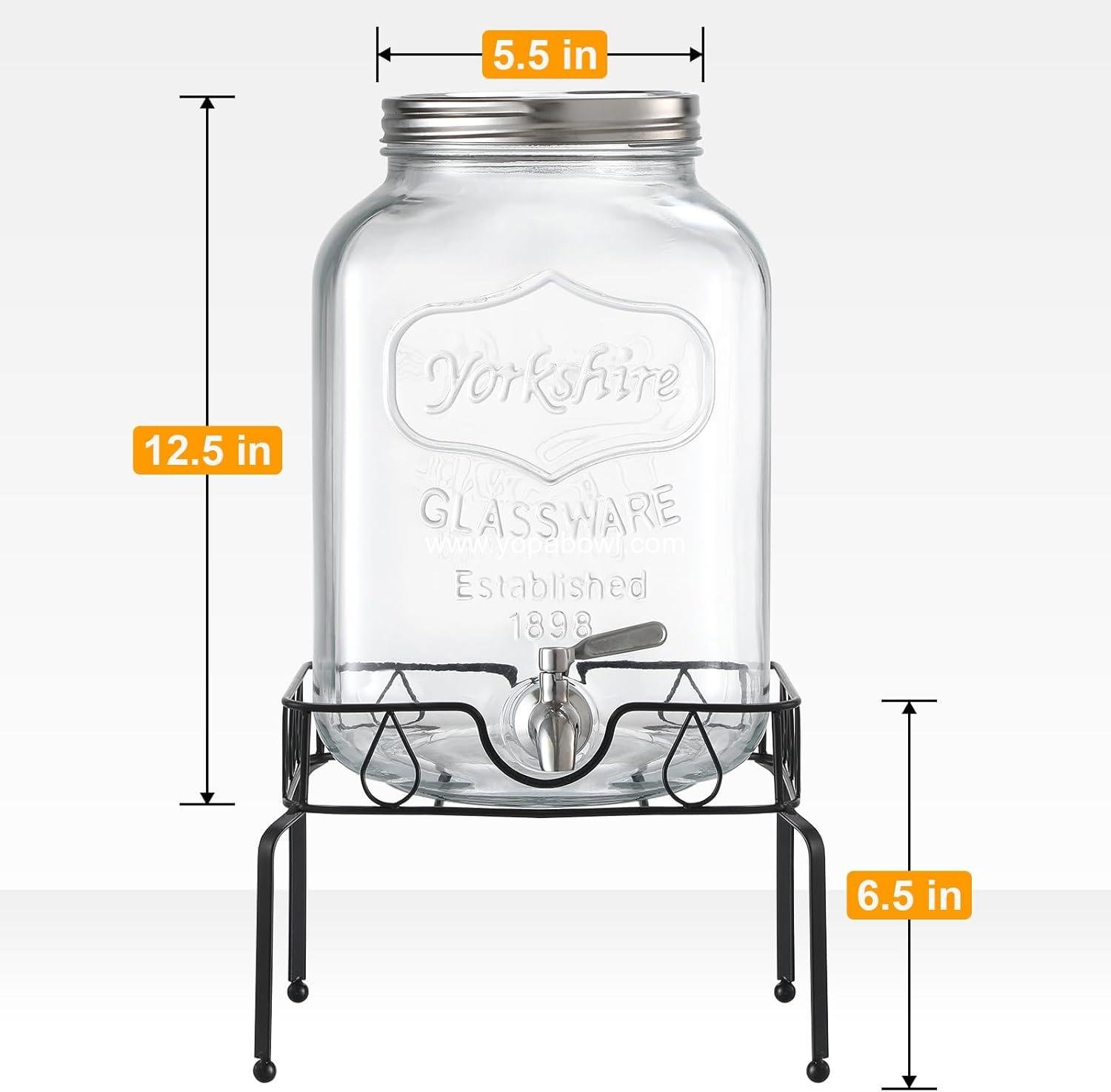Wholesale 2 Gallon Glass Beverage Dispenser with Stand and Lid, 18/8 Stainless Steel Spigot - Perfect for Parties and Gatherings - Mason Jar Drink Dispenser with Lid, Factory Wholesale 2 Gallon Glass Beverage Dispenser with Stand and Lid, 18/8 Stainless Steel Spigot - Perfect for Parties and Gatherings - Mason Jar Drink Dispenser with Lid, Factory