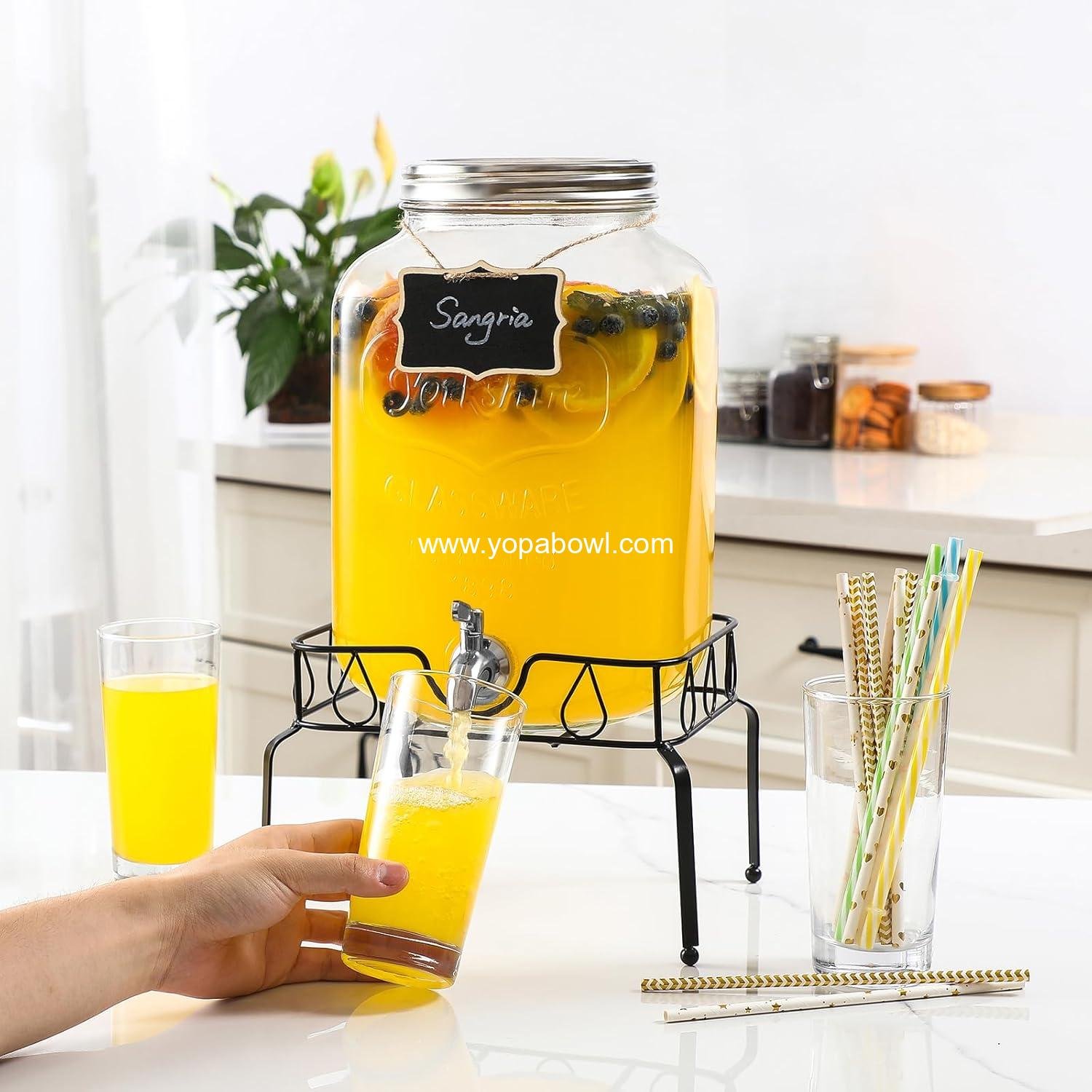 Wholesale 2 Gallon Glass Beverage Dispenser with Stand and Lid, 18/8 Stainless Steel Spigot - Perfect for Parties and Gatherings - Mason Jar Drink Dispenser with Lid, Factory Wholesale 2 Gallon Glass Beverage Dispenser with Stand and Lid, 18/8 Stainless Steel Spigot - Perfect for Parties and Gatherings - Mason Jar Drink Dispenser with Lid, Factory