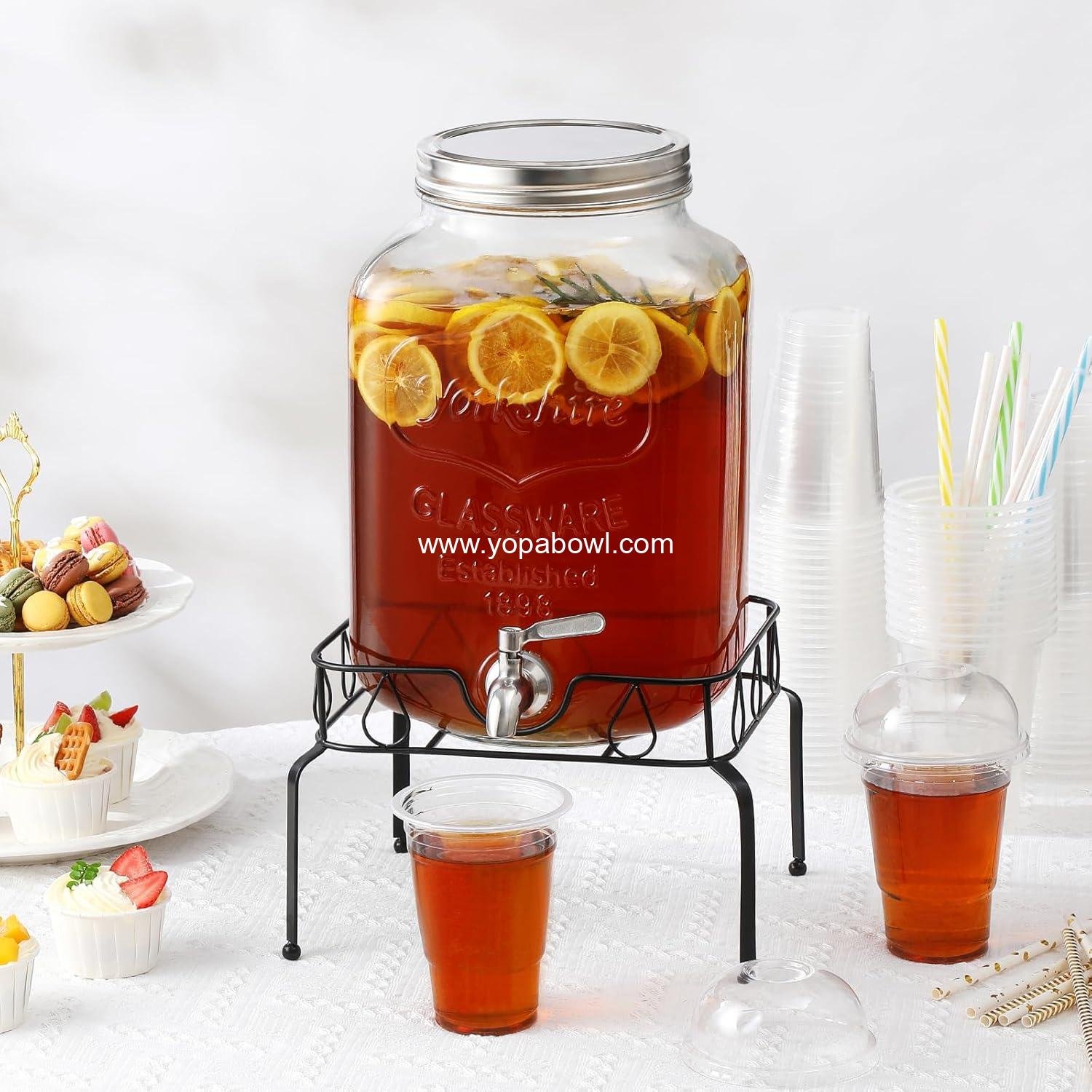 Wholesale 2 Gallon Glass Beverage Dispenser with Stand and Lid, 18/8 Stainless Steel Spigot - Perfect for Parties and Gatherings - Mason Jar Drink Dispenser with Lid, Factory Wholesale 2 Gallon Glass Beverage Dispenser with Stand and Lid, 18/8 Stainless Steel Spigot - Perfect for Parties and Gatherings - Mason Jar Drink Dispenser with Lid, Factory