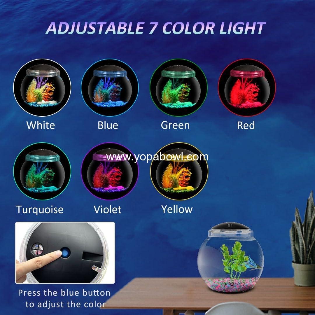 Wholesale 1-Gallon Globe Fish Bowl, Impact-Resistant Plastic Aquarium Starter Kit with LED Lighting and Built-in Timer, Crystal-Clear Desktop Fish Tank for Home Décor Factory