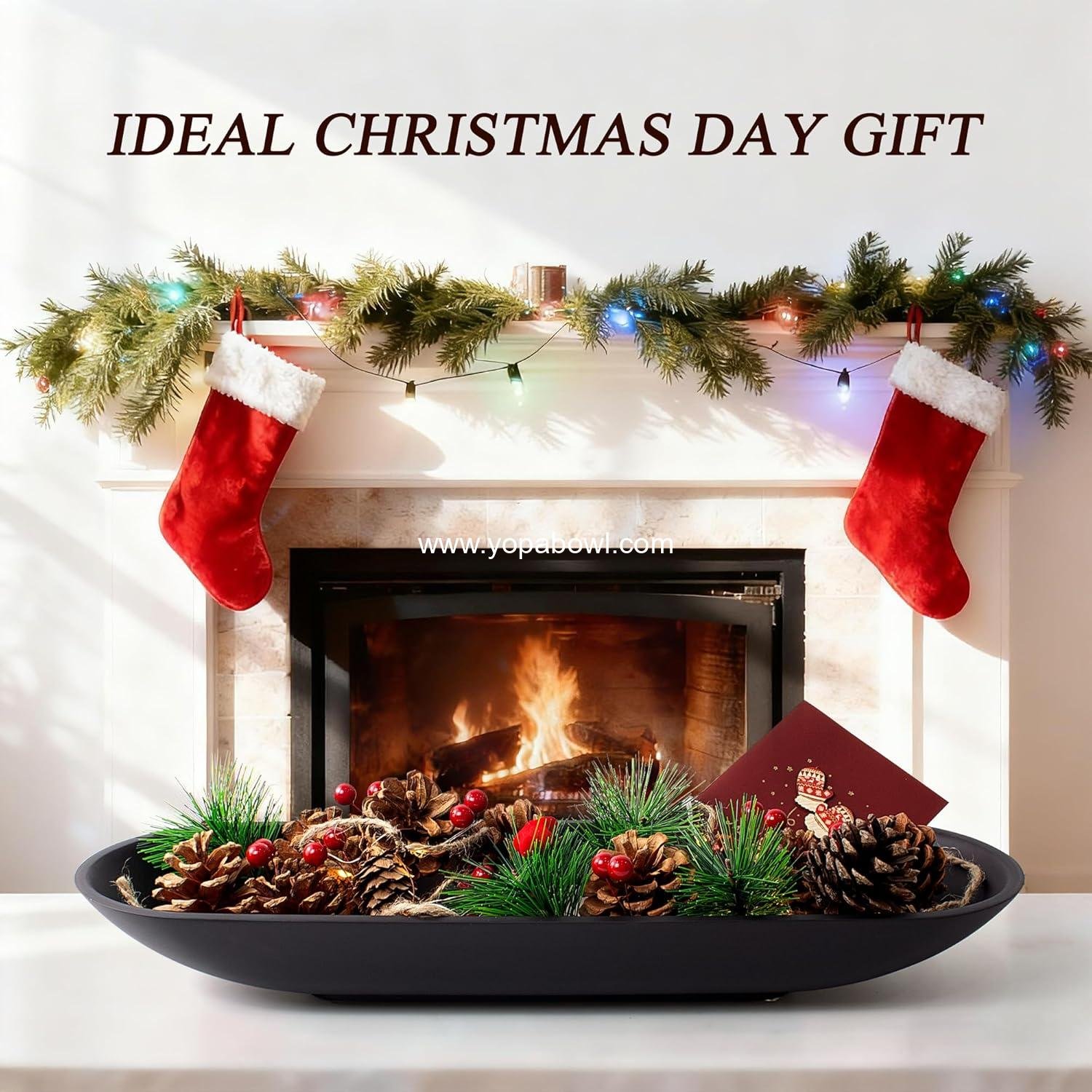 Wholesale Large Decorative Bowl - Long Black Dough Bowl with Anti-Slip Base for Table Centerpieces - Minimalist Design for Coffee and Dining Tables Factory Wholesale Large Decorative Bowl - Long Black Dough Bowl with Anti-Slip Base for Table Centerpieces - Minimalist Design for Coffee and Dining Tables Factory