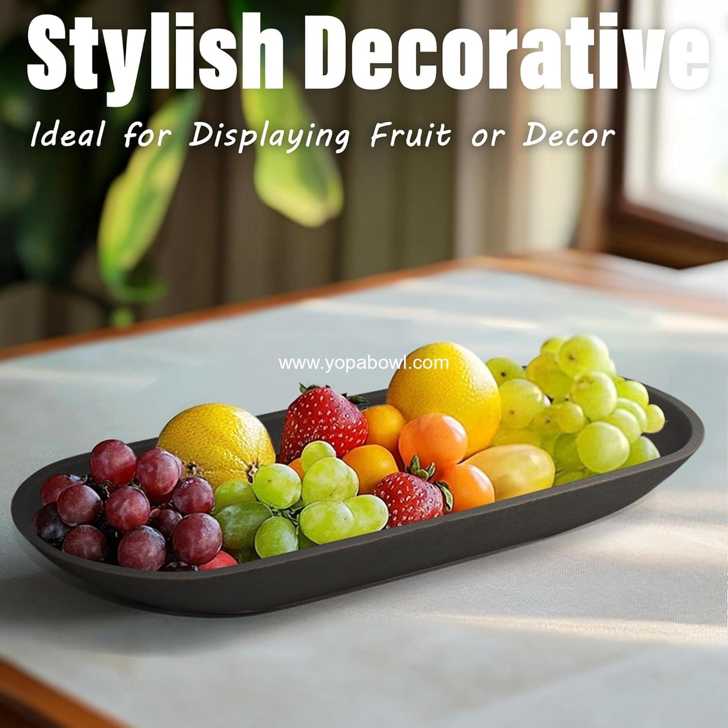 Wholesale Large Decorative Bowl - Long Black Dough Bowl with Anti-Slip Base for Table Centerpieces - Minimalist Design for Coffee and Dining Tables Factory Wholesale Large Decorative Bowl - Long Black Dough Bowl with Anti-Slip Base for Table Centerpieces - Minimalist Design for Coffee and Dining Tables Factory