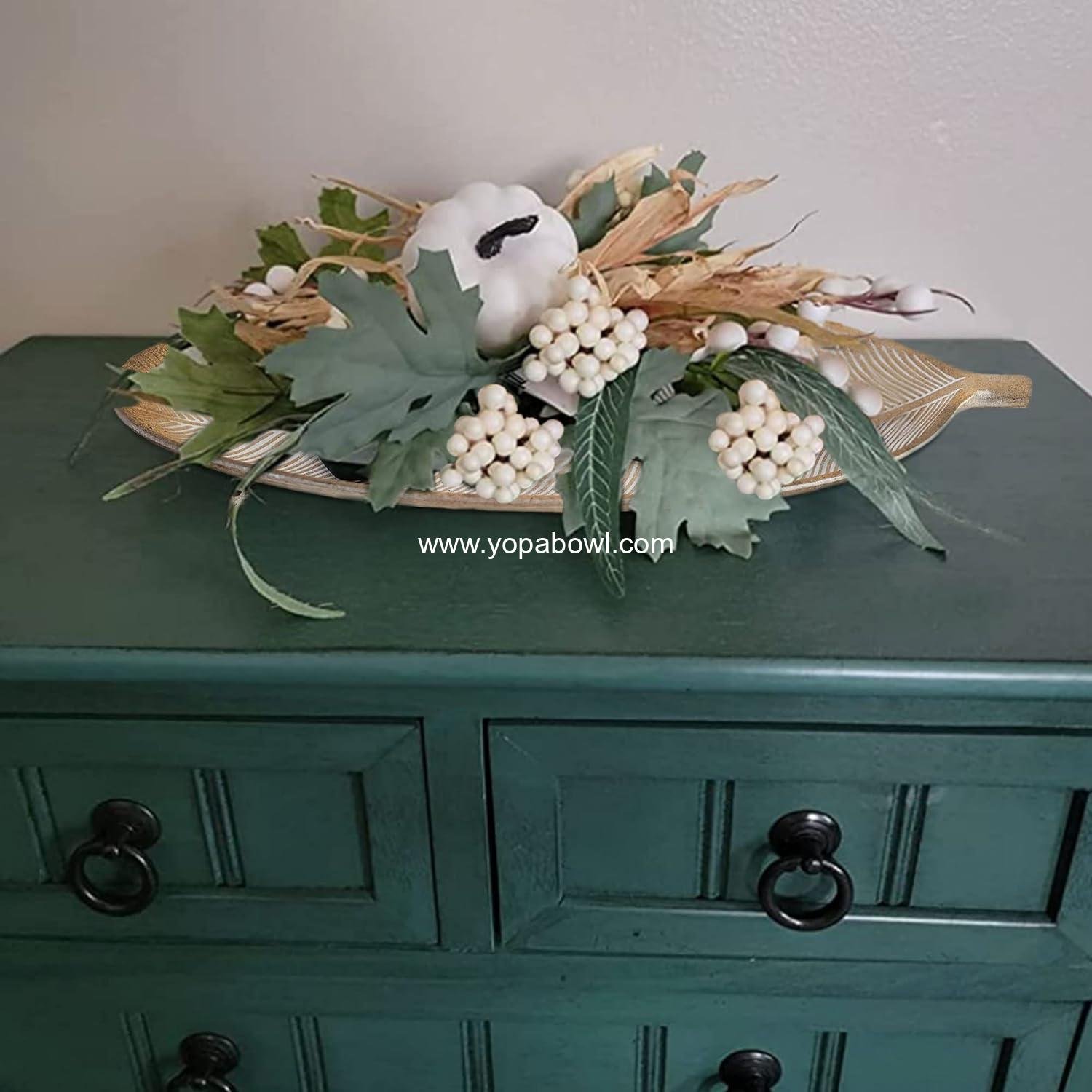 Wholesale Leaf Shaped Wooden Decorative Tray - Key Tray Decor Plate Bowl for Crystal Candle - Factory