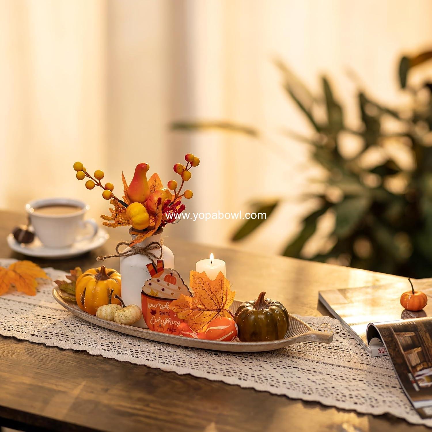 Wholesale Leaf Shaped Wooden Decorative Tray - Key Tray Decor Plate Bowl for Crystal Candle - Factory