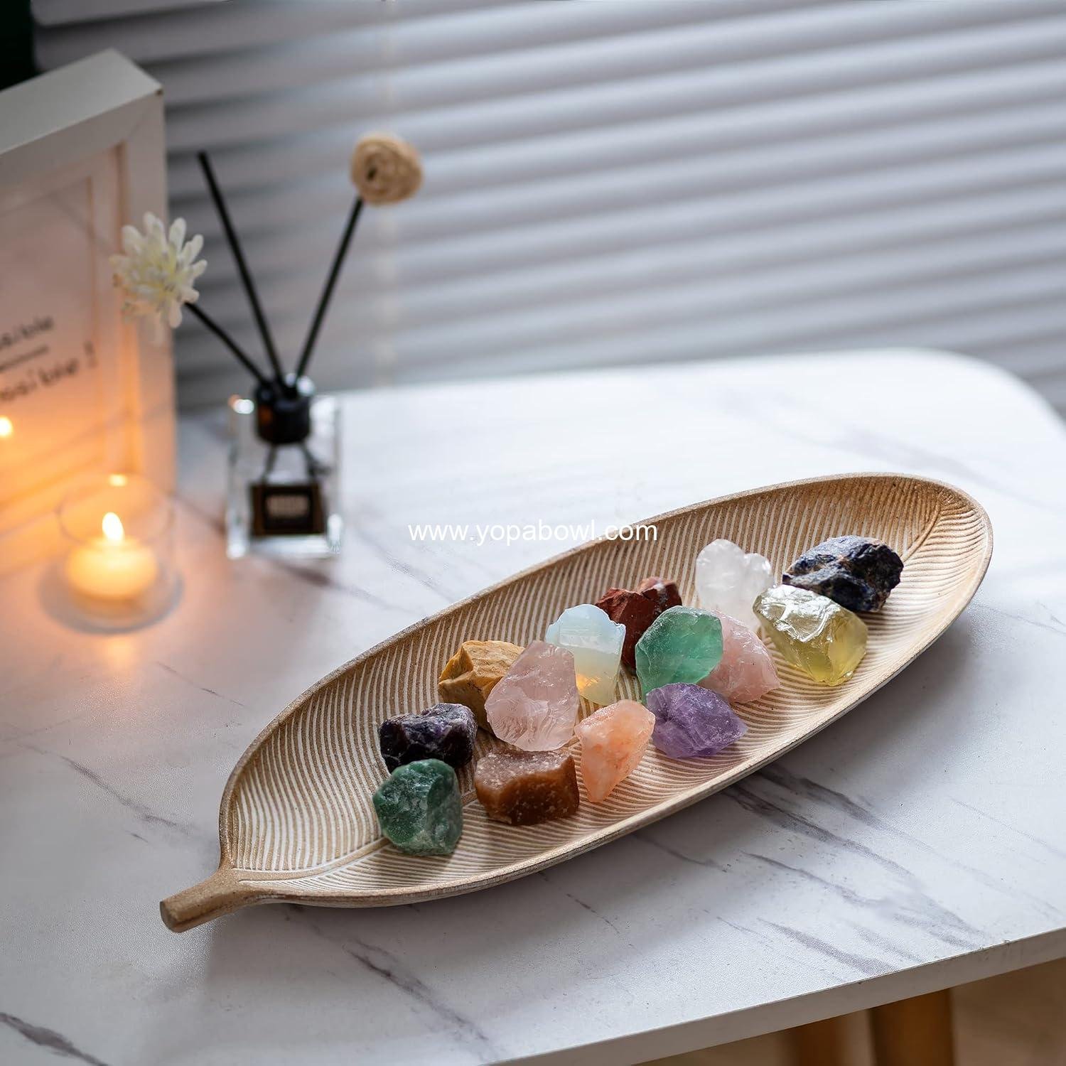 Wholesale Leaf Shaped Wooden Decorative Tray - Key Tray Decor Plate Bowl for Crystal Candle - Factory