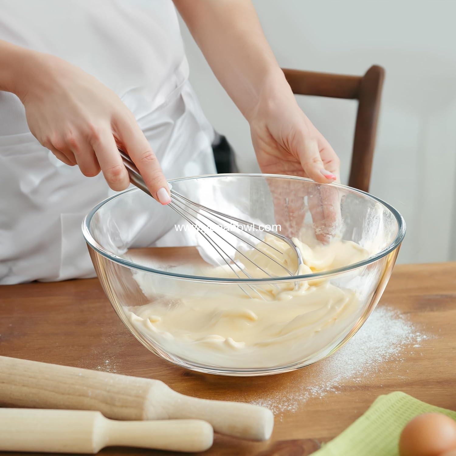 Wholesale 4.7 Qt Extra Large Clear Glass Mixing Bowls – Ideal for Salad, Cooking, and Bread Storage – Manufacturer