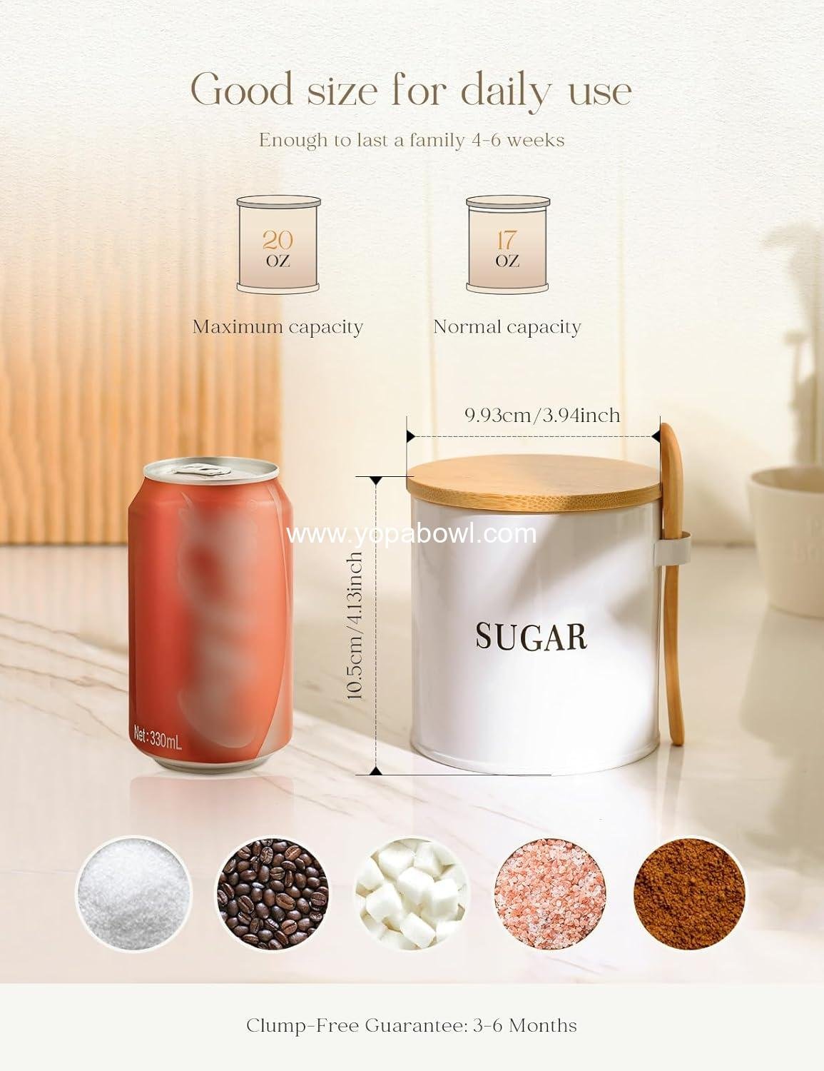 Wholesale Airtight 17oz Sugar Bowl with Lid and Spoon - Metal Sugar Container for Coffee Bar - Kitchen Decor (White) Factory